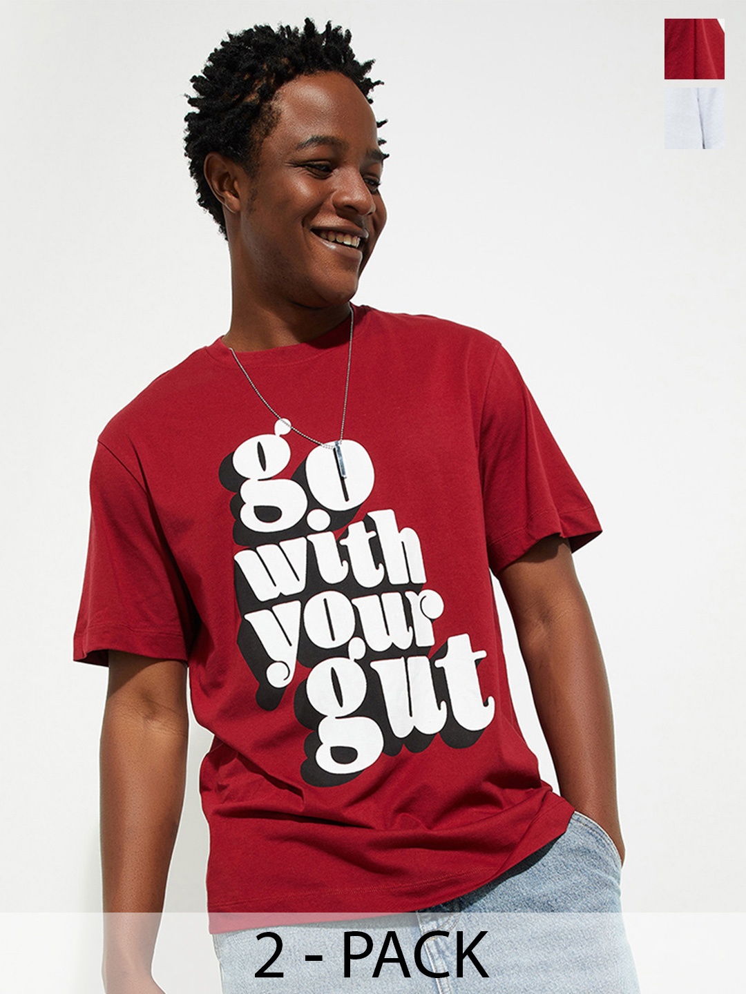 

Max URB_N Pack of 2 Men Graphic Print T-shirt, Maroon