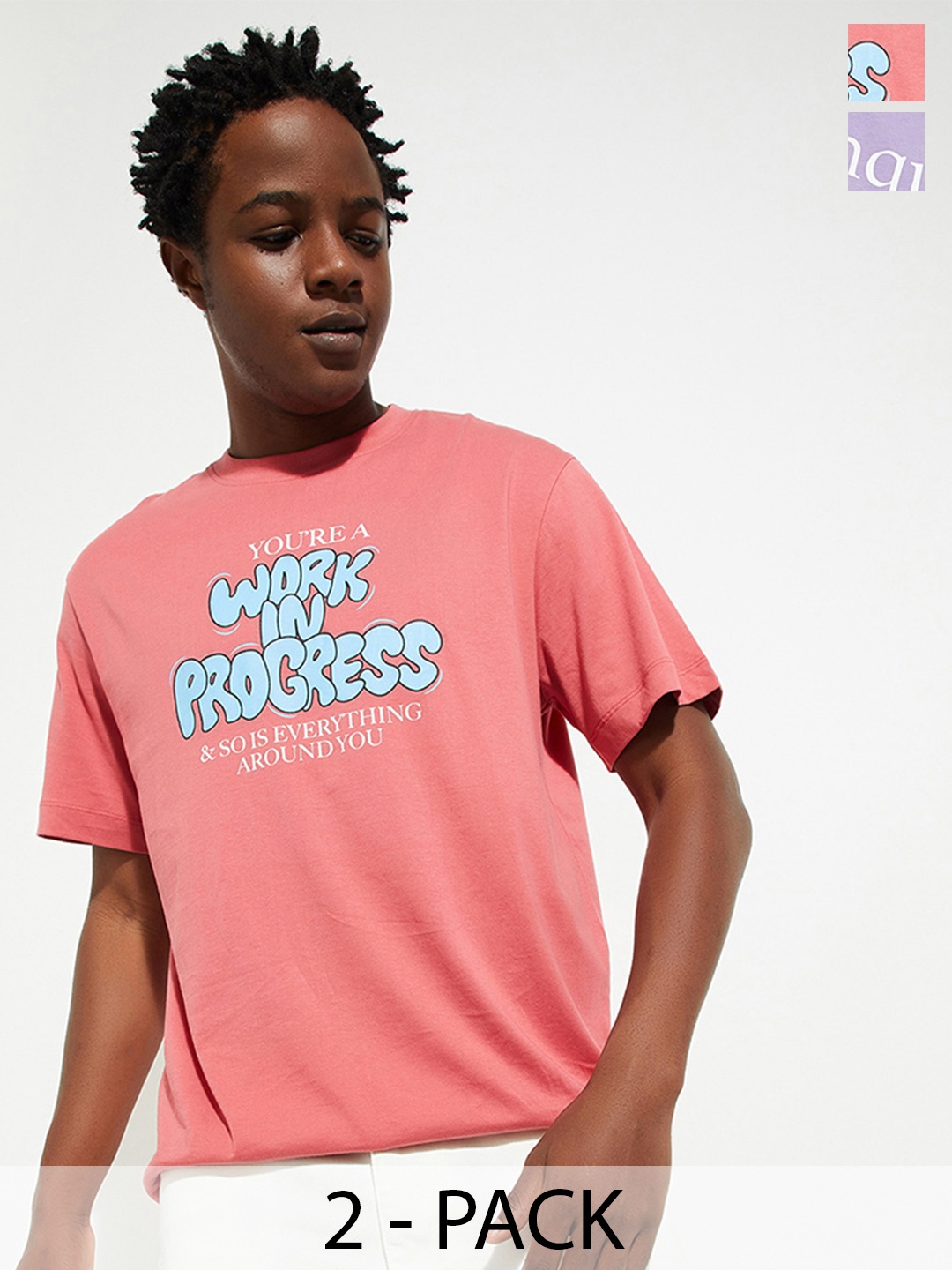 

Max Pack of 2 URB_N Men Graphic Print T-shirt, Peach