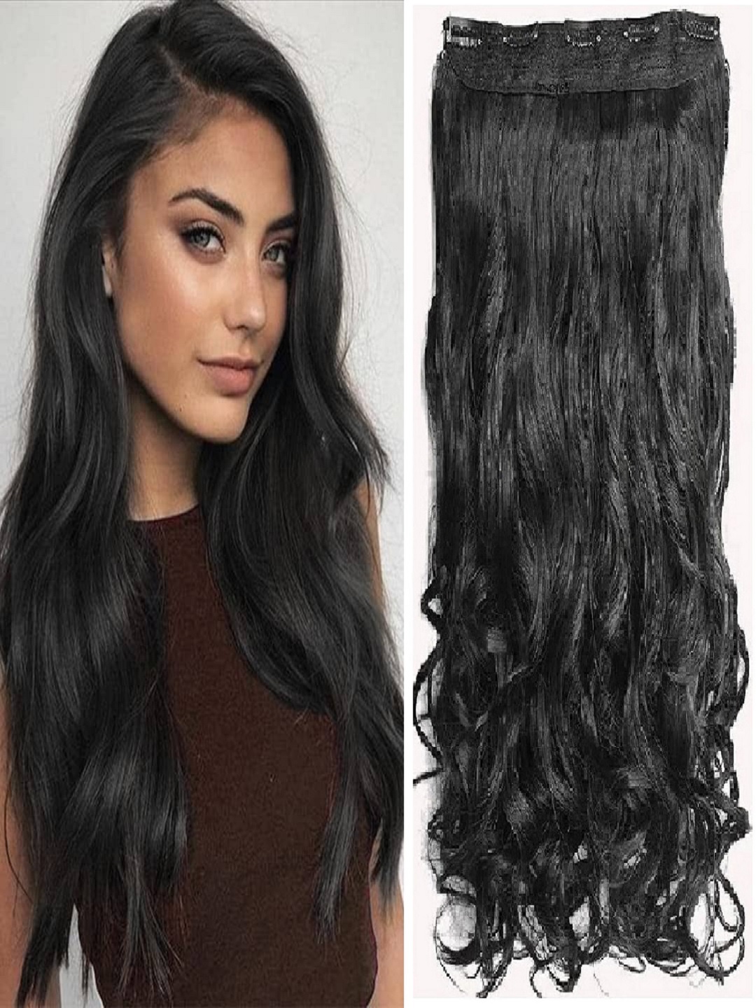 

MoonEyes 5 Clip Curly Wavy Black Hair Extension