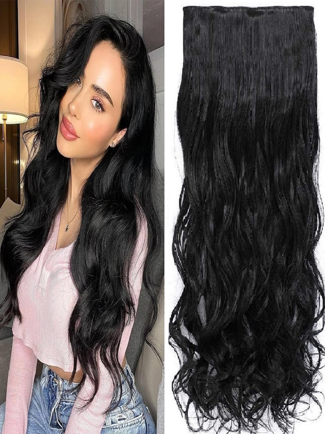 

MoonEyes 5 Clip Curly Wavy Hair Extension-Black