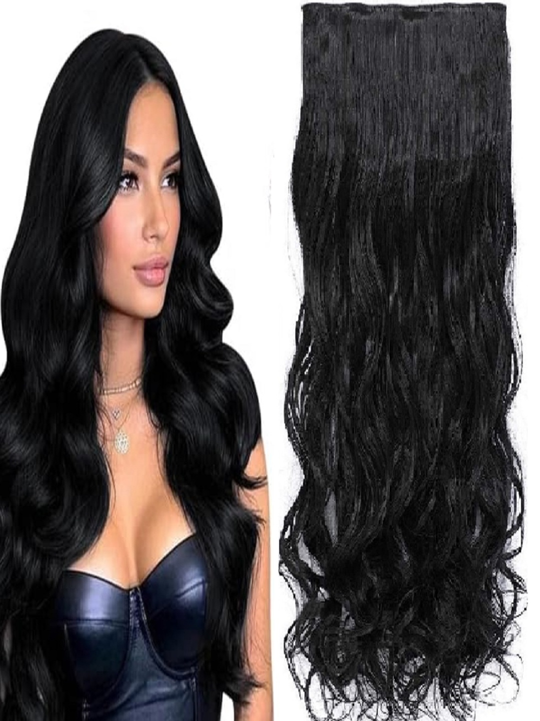 

MoonEyes 5 Clip Curly Wavy Black Hair Extension