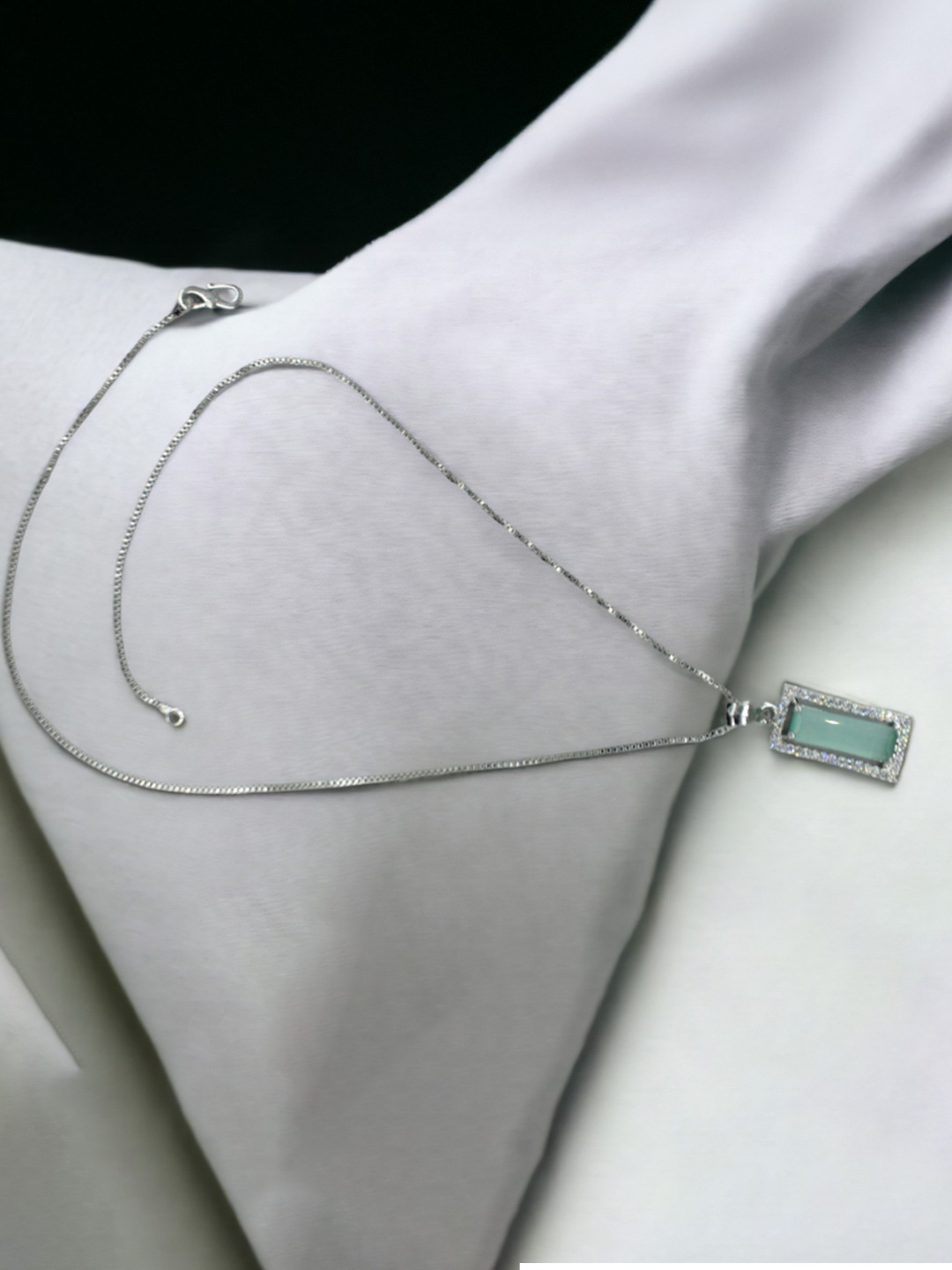 

Kord Store Rhodium-Plated AD Studded Pendant with Chain, Silver