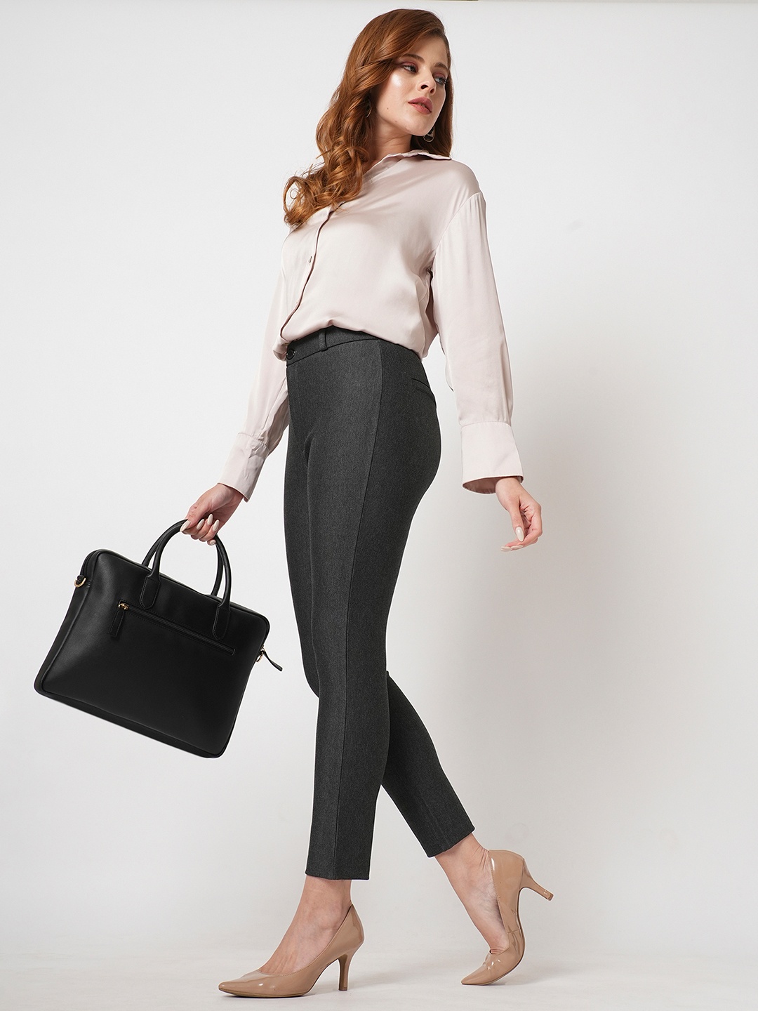 

Globus Women Skinny Fit High-Rise Stretchable Trousers, Grey