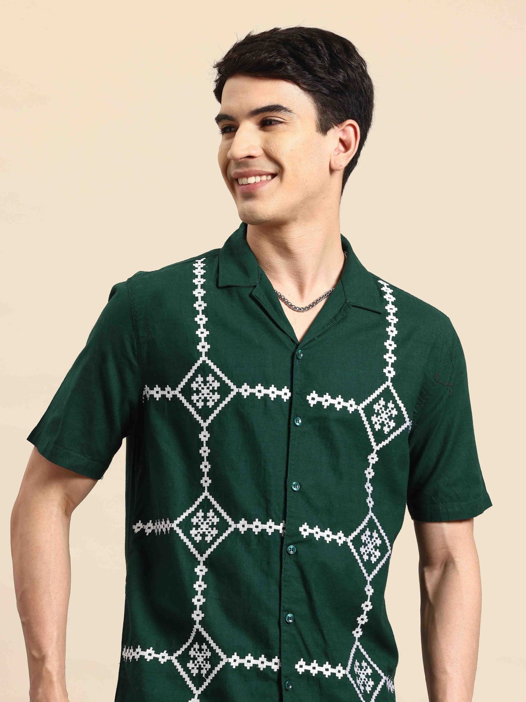 

Mast & Harbour Embroidered Relaxed Casual Shirt, Green