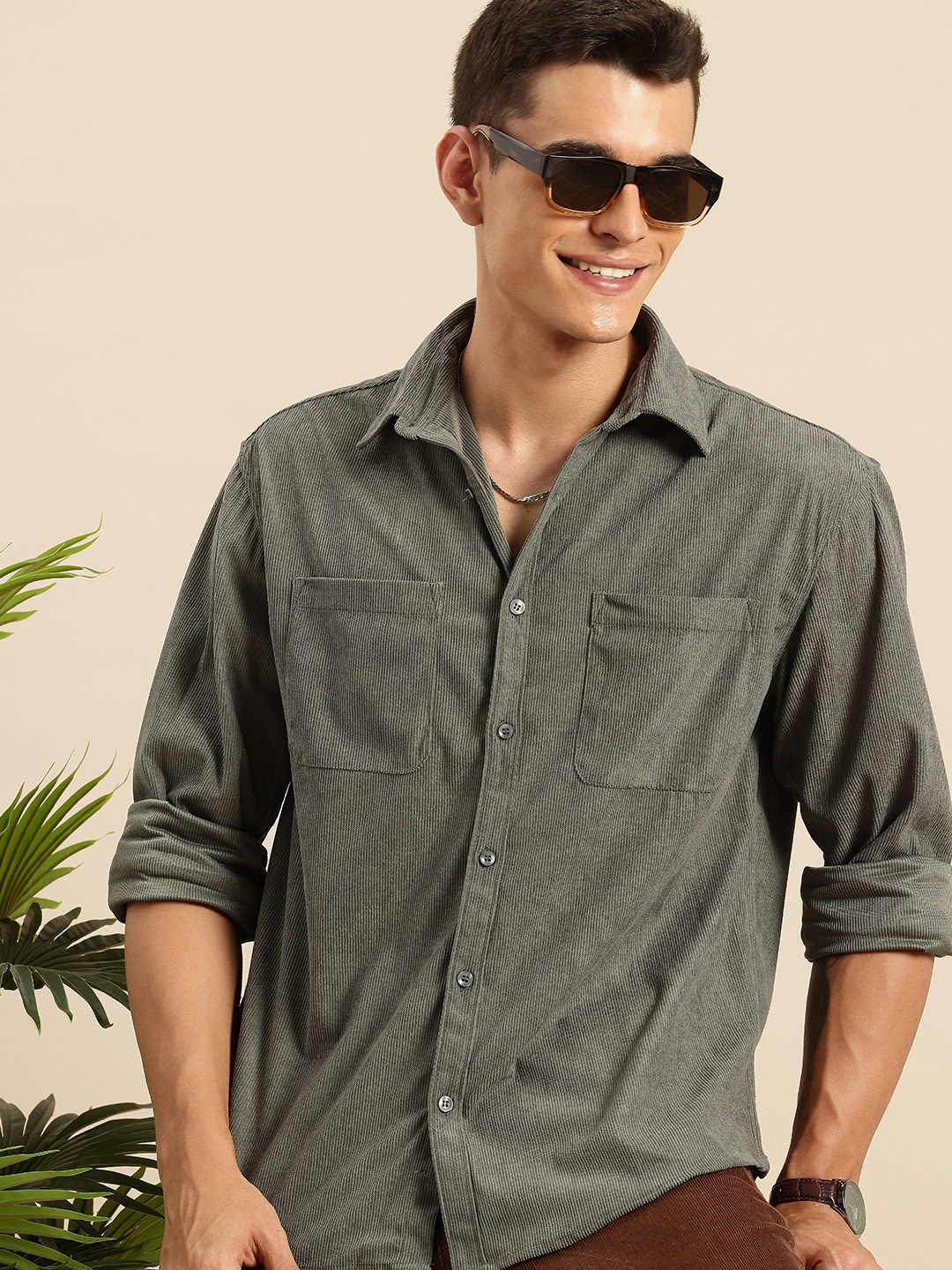 

Mast & Harbour Corduroy Relaxed Fit Casual Shirt, Olive
