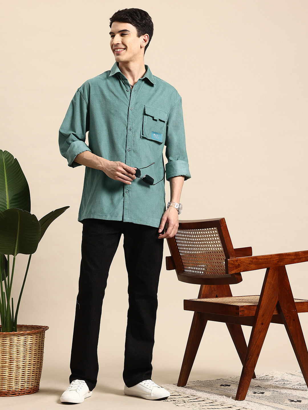

Mast & Harbour Chest Pocket Detail Relaxed Casual Shirt, Green