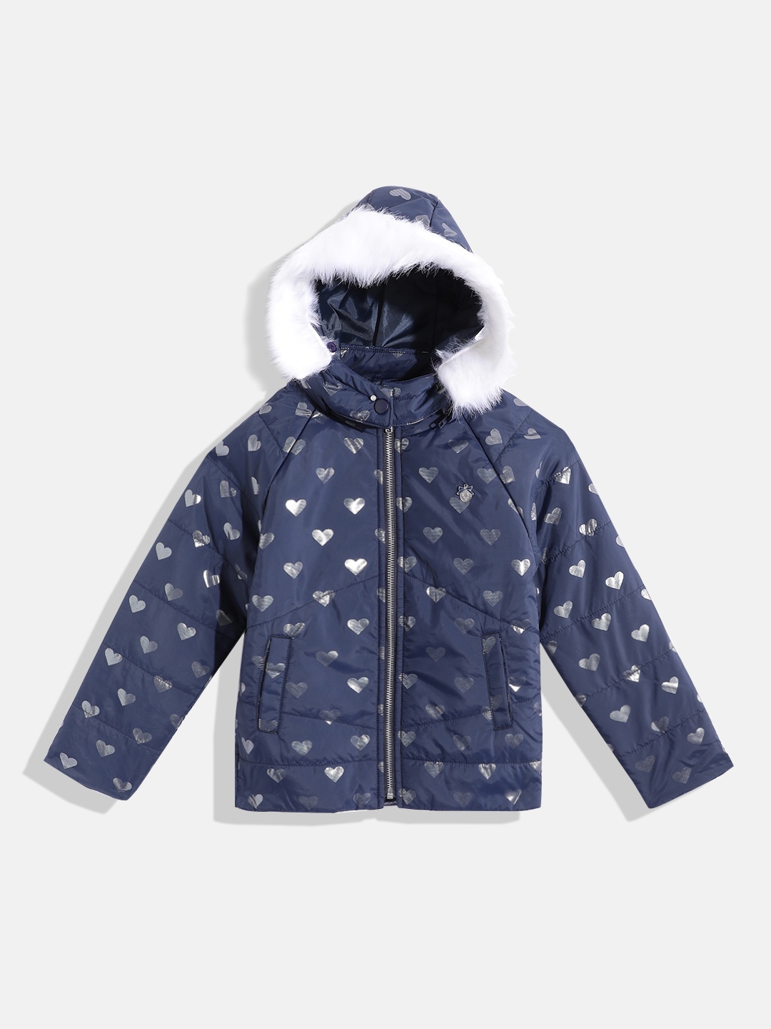 

Allen Solly Junior Girls Conversational Printed Padded Jacket, Navy blue