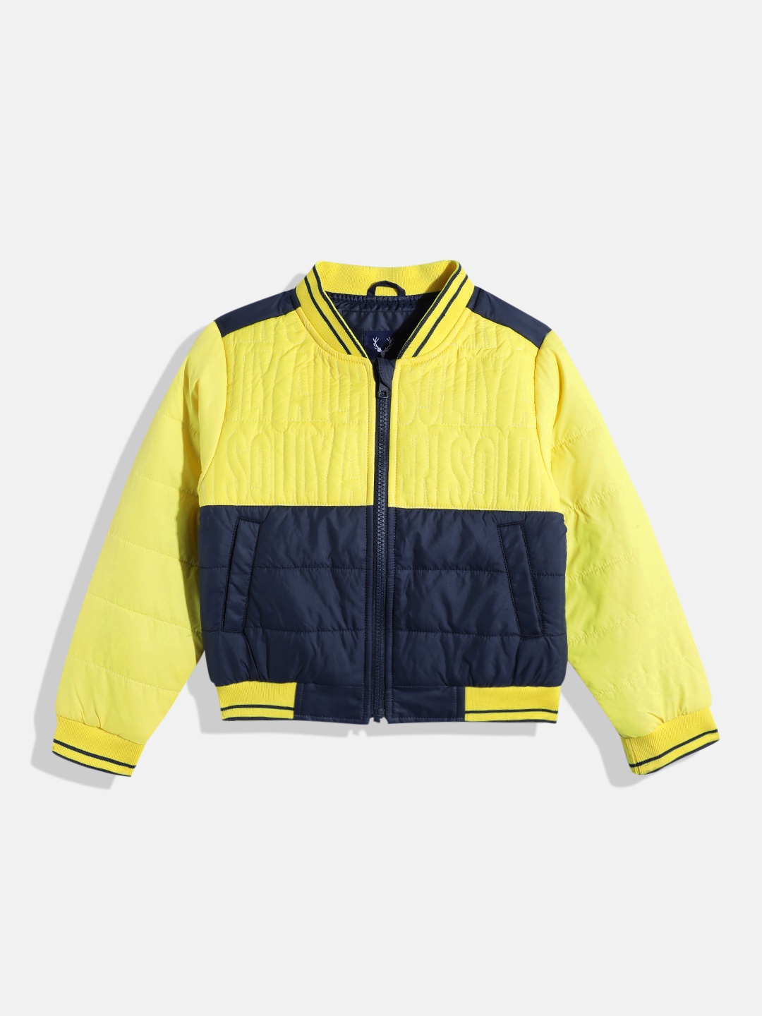 

Allen Solly Junior Boys Colourblocked Bomber Jacket, Yellow