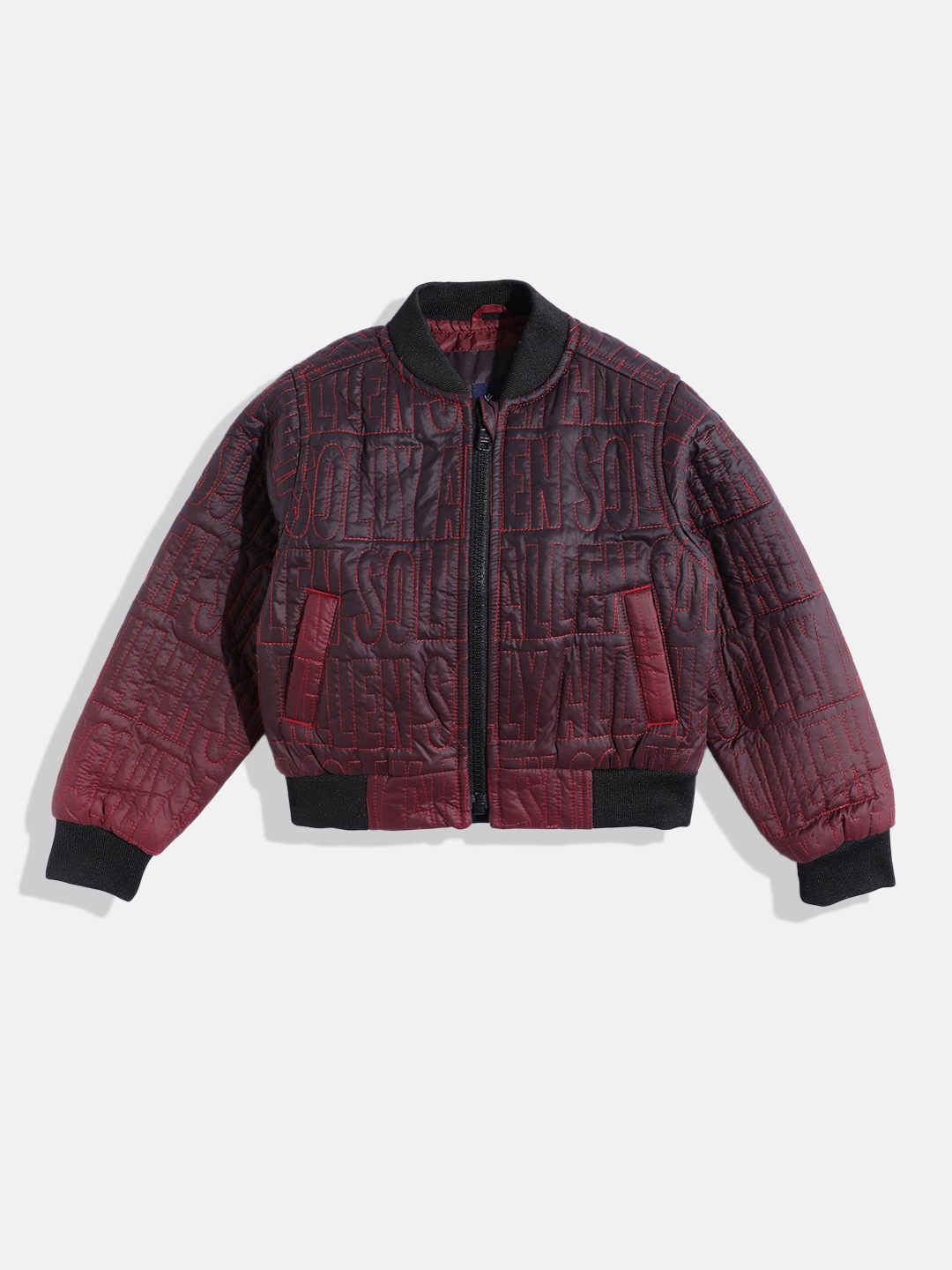 

Allen Solly Junior Boys Typography Embroidered Bomber Jacket, Maroon