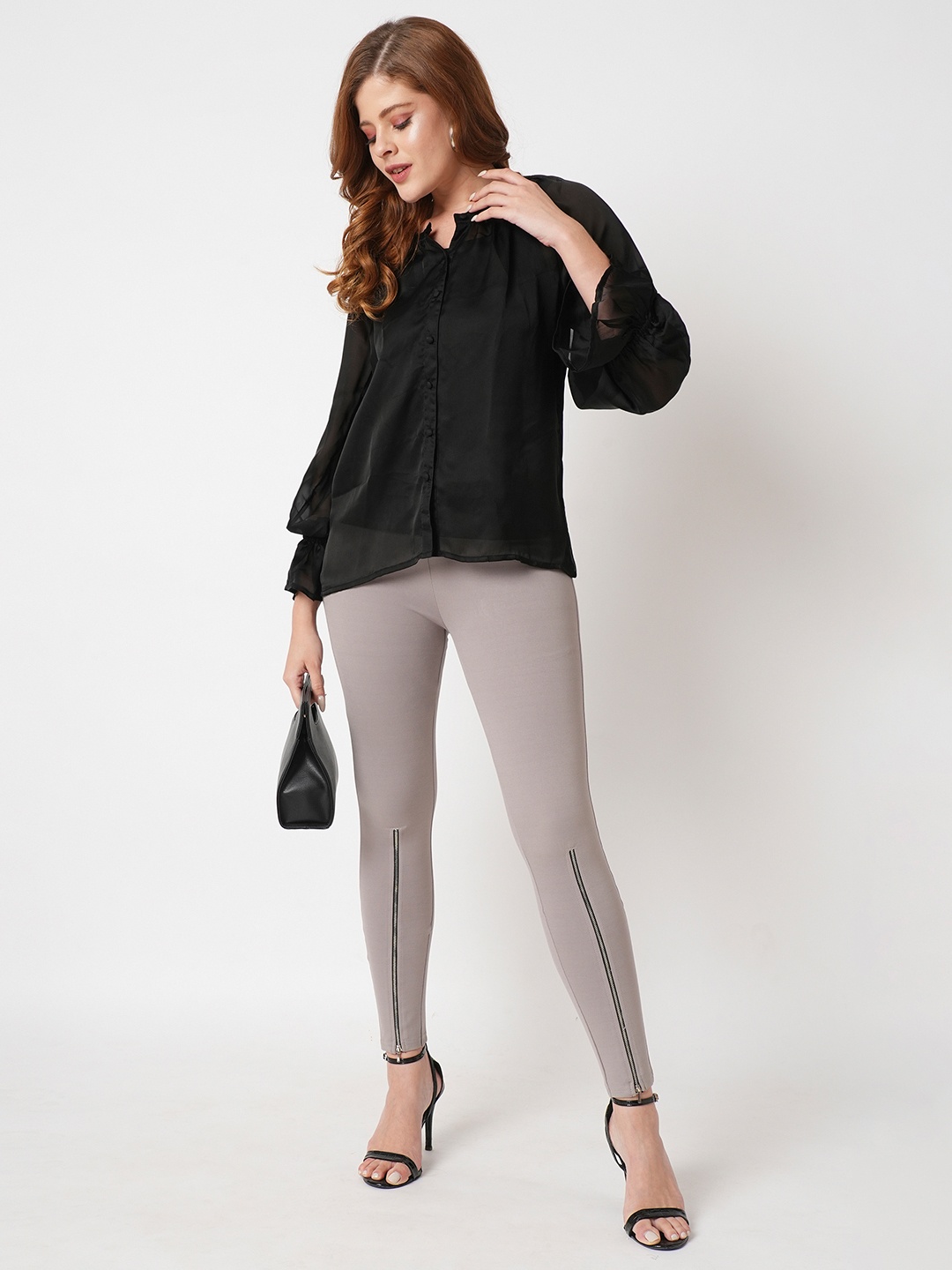 

Globus Women Stretchable Skinny Fit Ankle Length Treggings, Grey