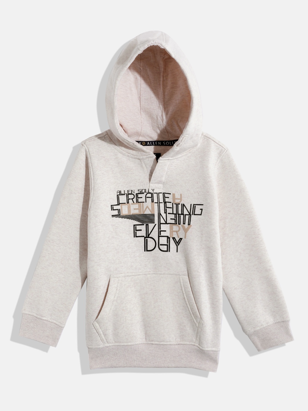 

Allen Solly Junior Boys Typography Printed Hooded Sweatshirt, Beige