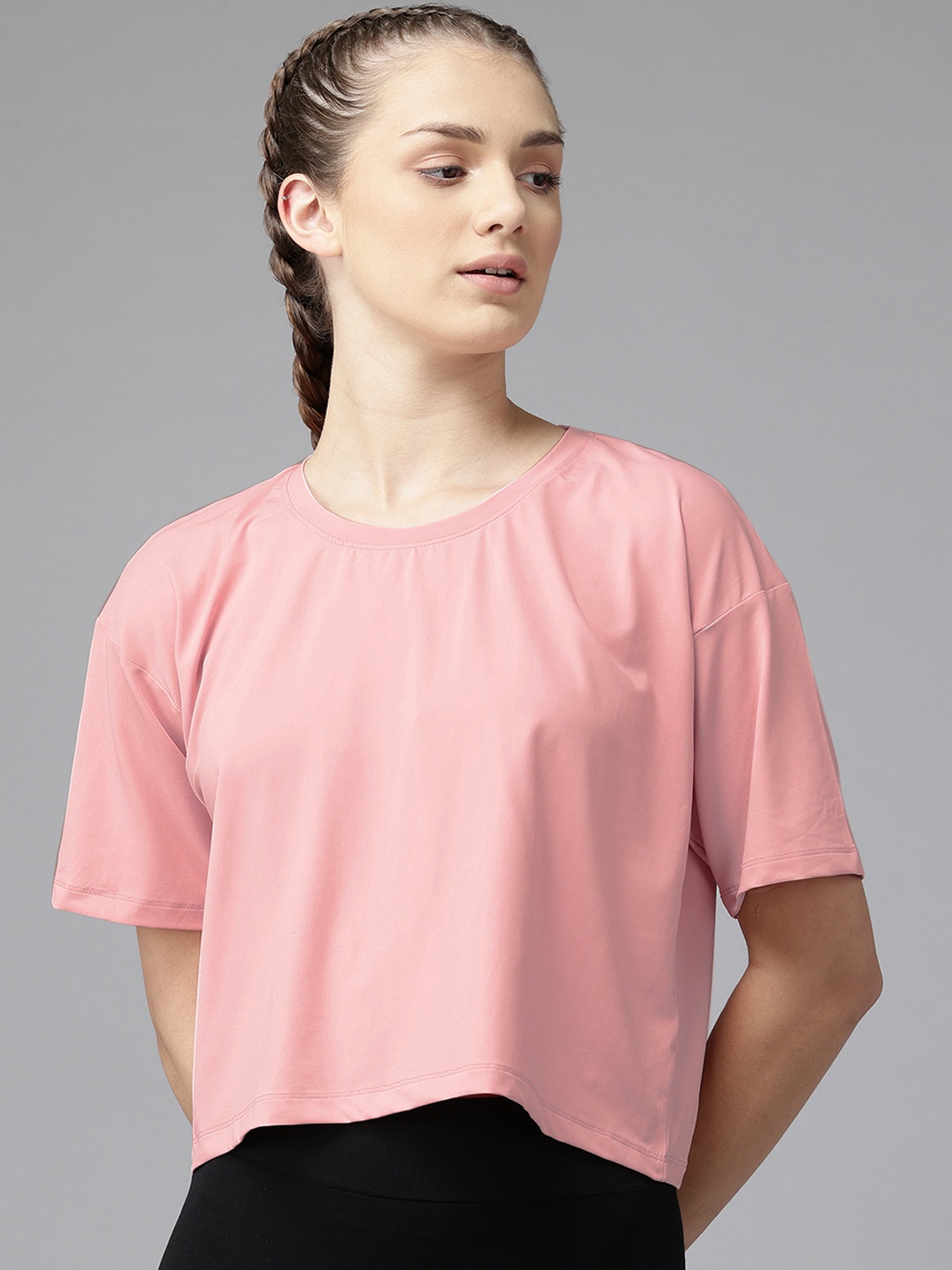 

PERFKT-U Extended Sleeves Boxy Crop Top, Pink