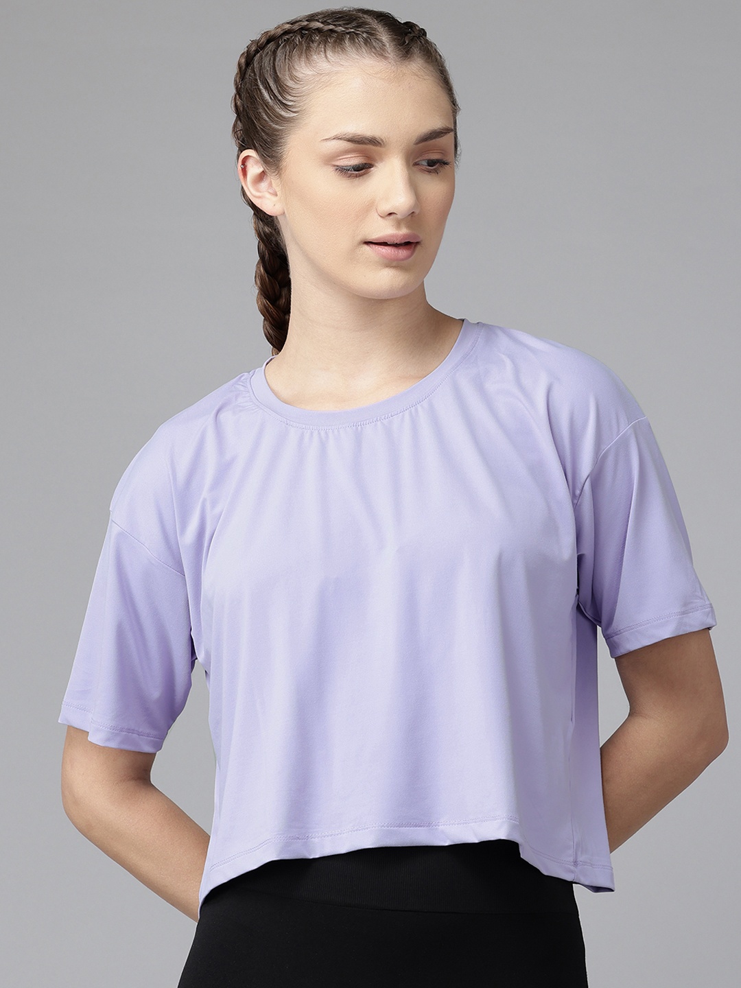 PERFKT-U Extended Sleeves Boxy Crop Top, Lavender
