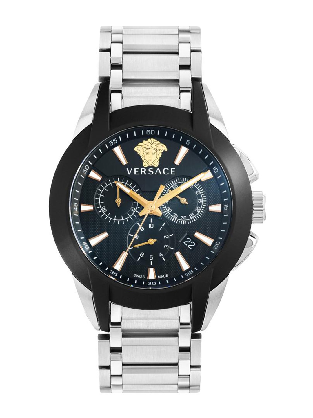 

Versace Men Brass Dial & Stainless Steel Straps Analogue Watch VEM800218, Black