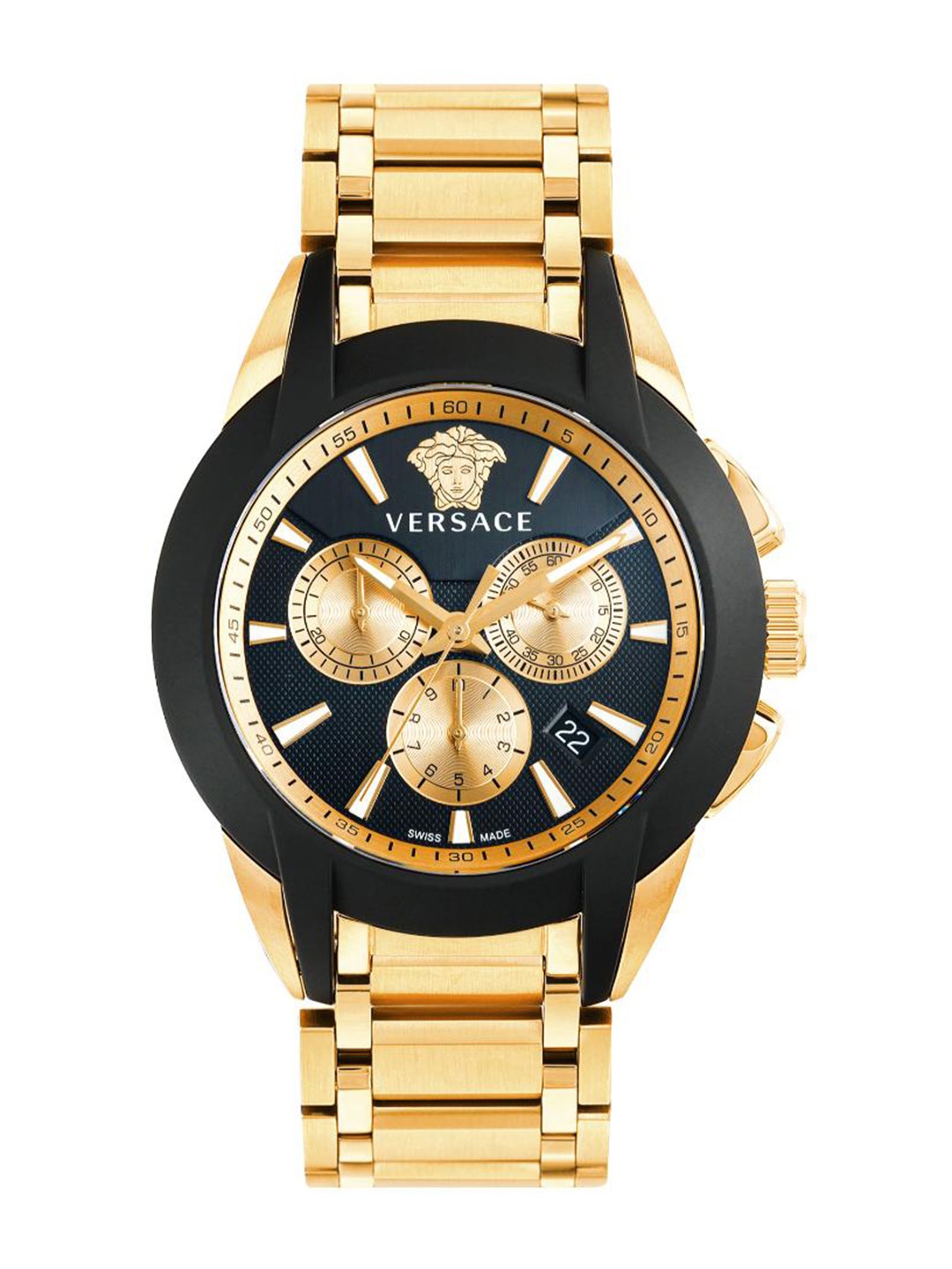 

Versace Men Brass Dial & Stainless Steel Straps Analogue Watch VEM800524, Black