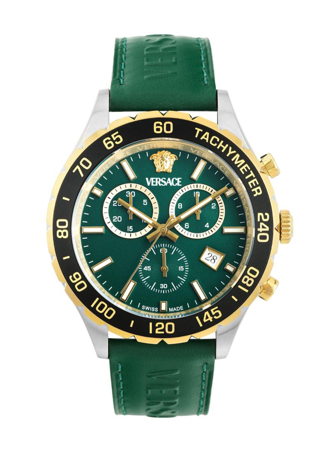 

Versace Men Brass Dial & Leather Straps Analogue Watch VEPCA0224, Green