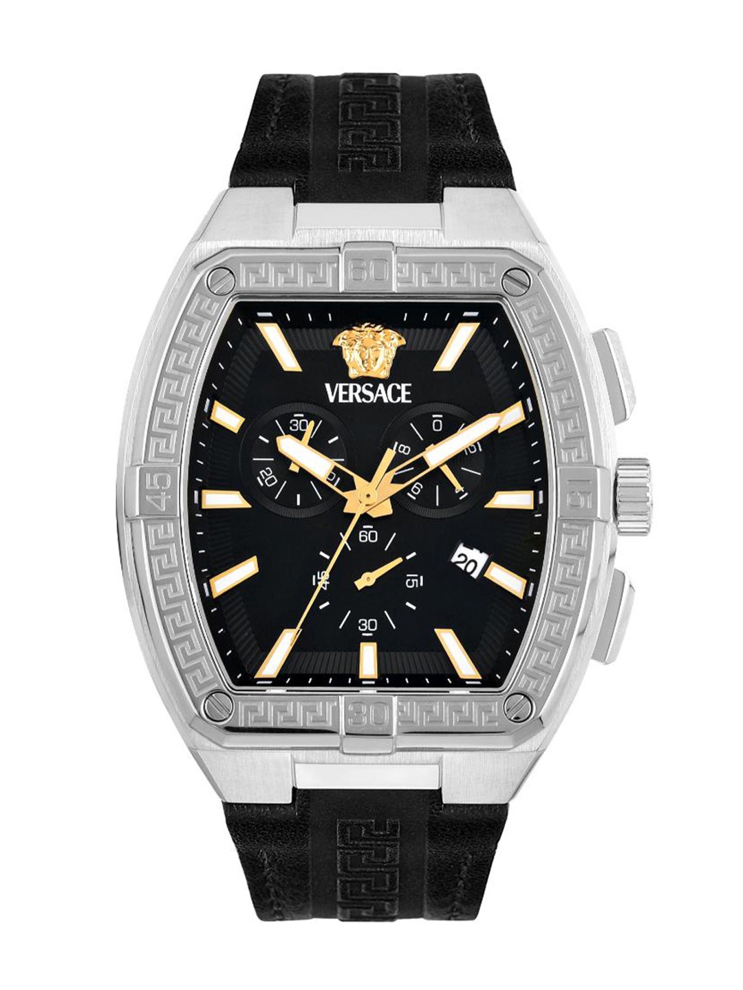 

Versace Men Brass Dial & Leather Straps Analogue Watch VESP00124, Black