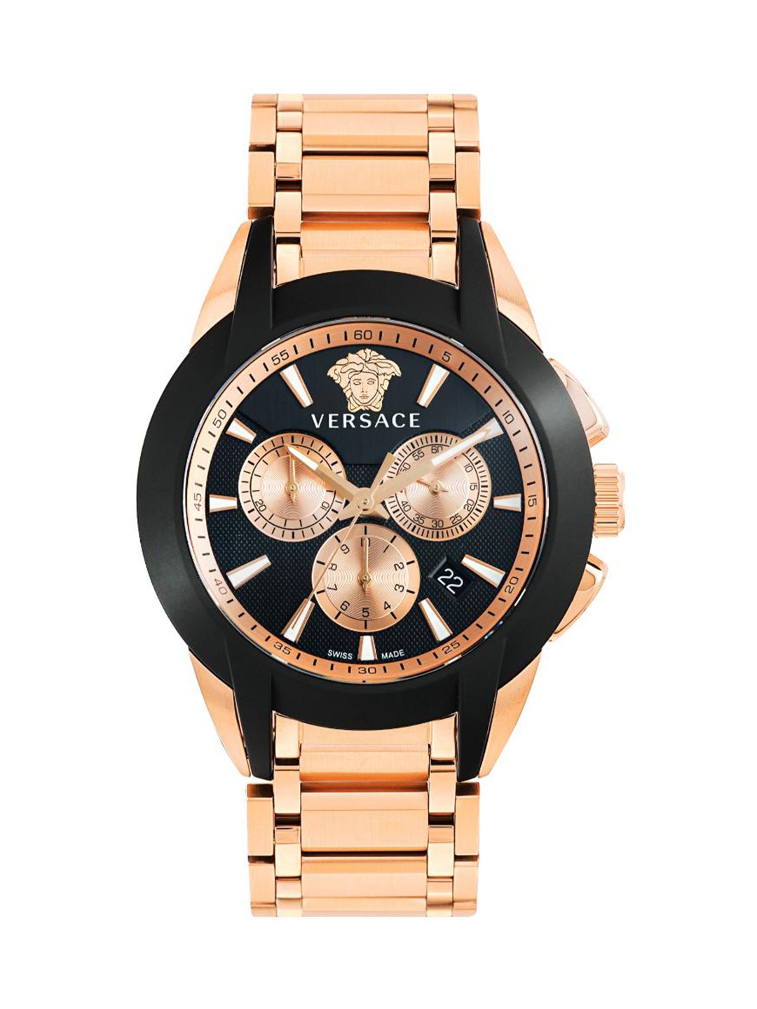 

Versace Men Brass Dial & Stainless Steel Straps Analogue Watch VEM800318, Black