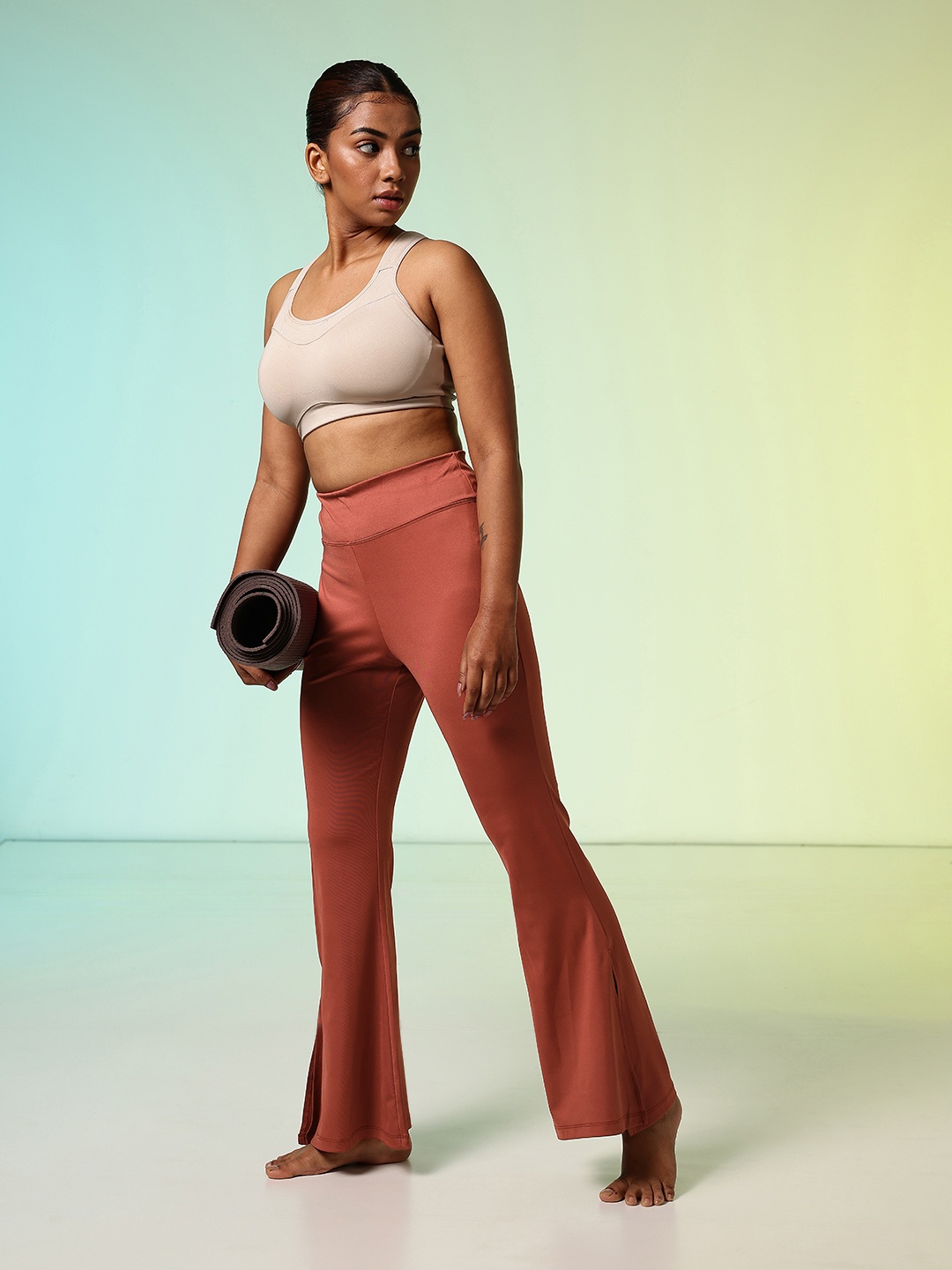 

HRX by Hrithik Roshan Women Yoga Tights, Rust
