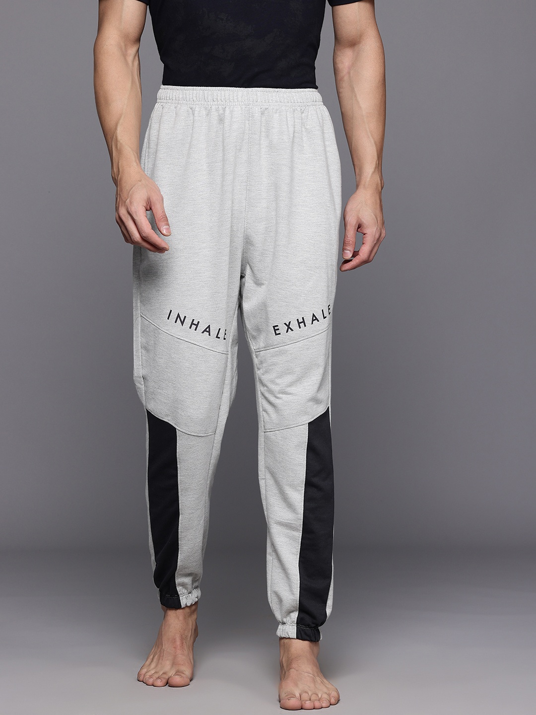 

HRX by Hrithik Roshan Men Nowness Supernature Typography Yoga Joggers, Grey melange