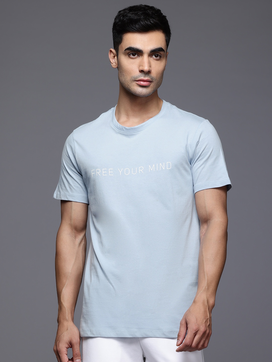 

HRX by Hrithik Roshan Men Relaxed Fit Pure Cotton Yoga T-shirt, Blue