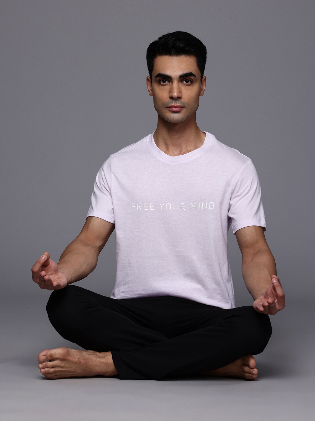 

HRX by Hrithik Roshan Typography Printed Yoga T-Shirt, Lavender