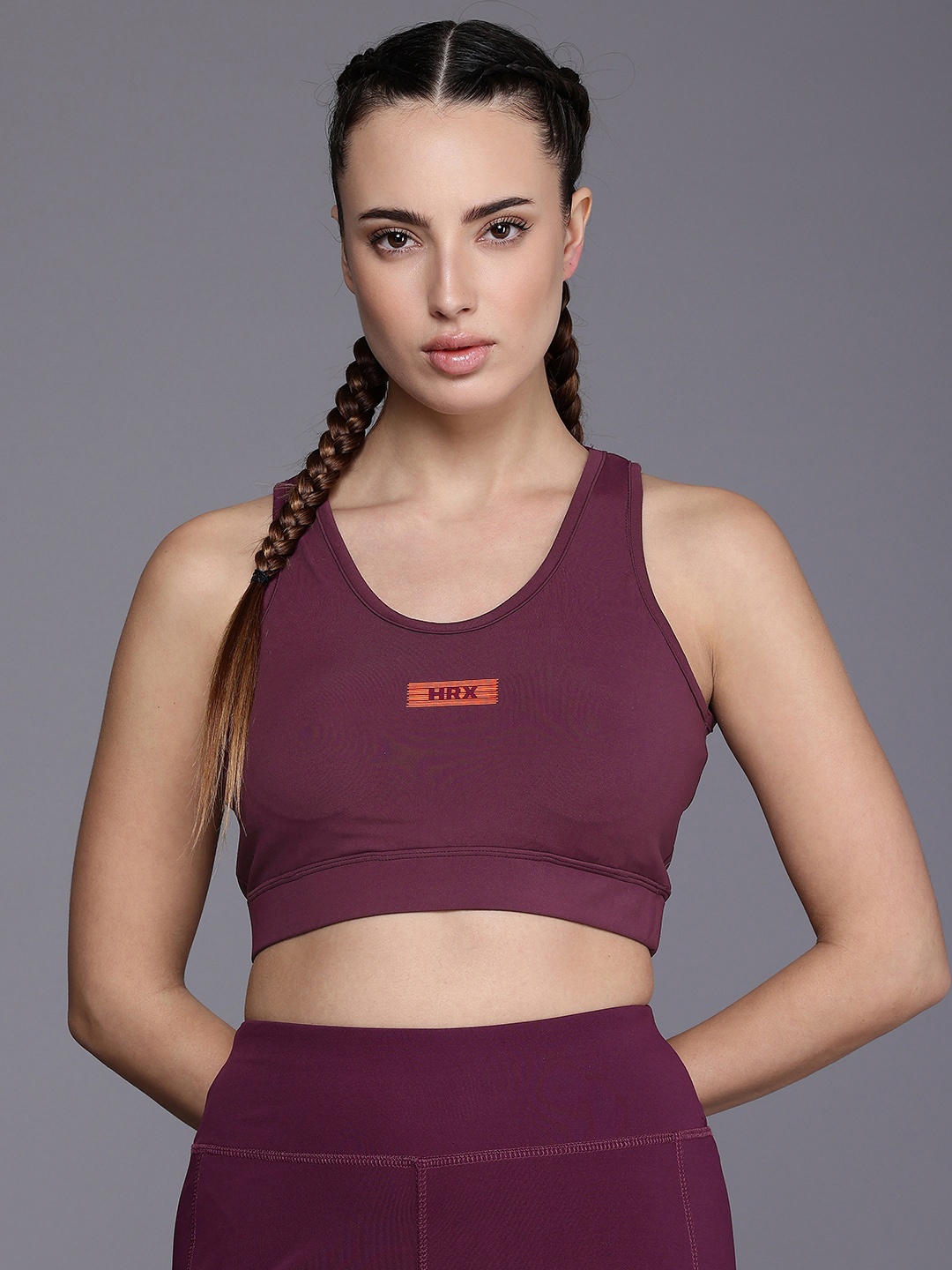 

HRX by Hrithik Roshan Rapid Dry Lightly Padded Training Bra HR_AW24_W_BA_KT8143_03_B, Purple