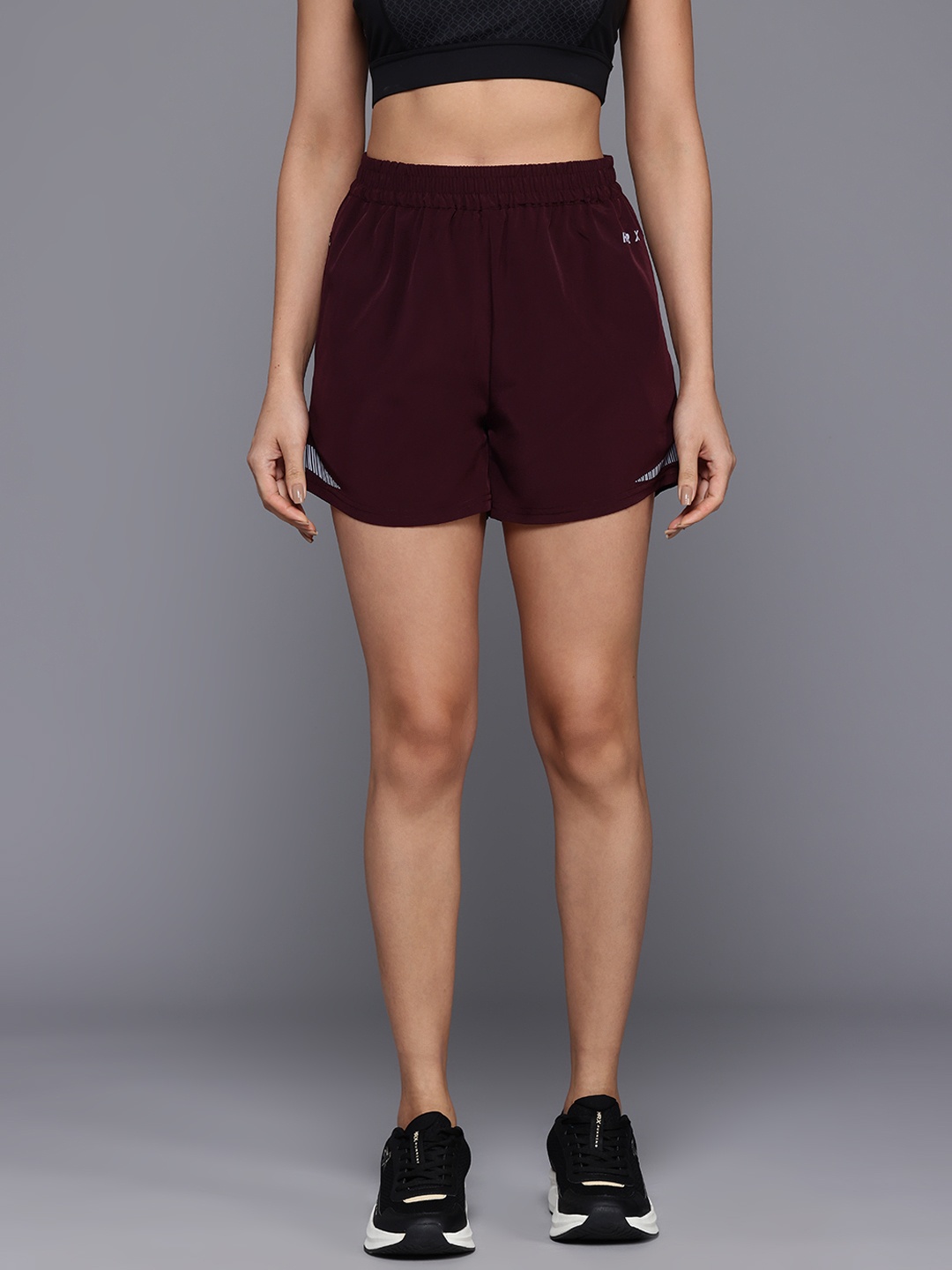 

HRX by Hrithik Roshan Women Rapid-Dry Training Shorts, Burgundy