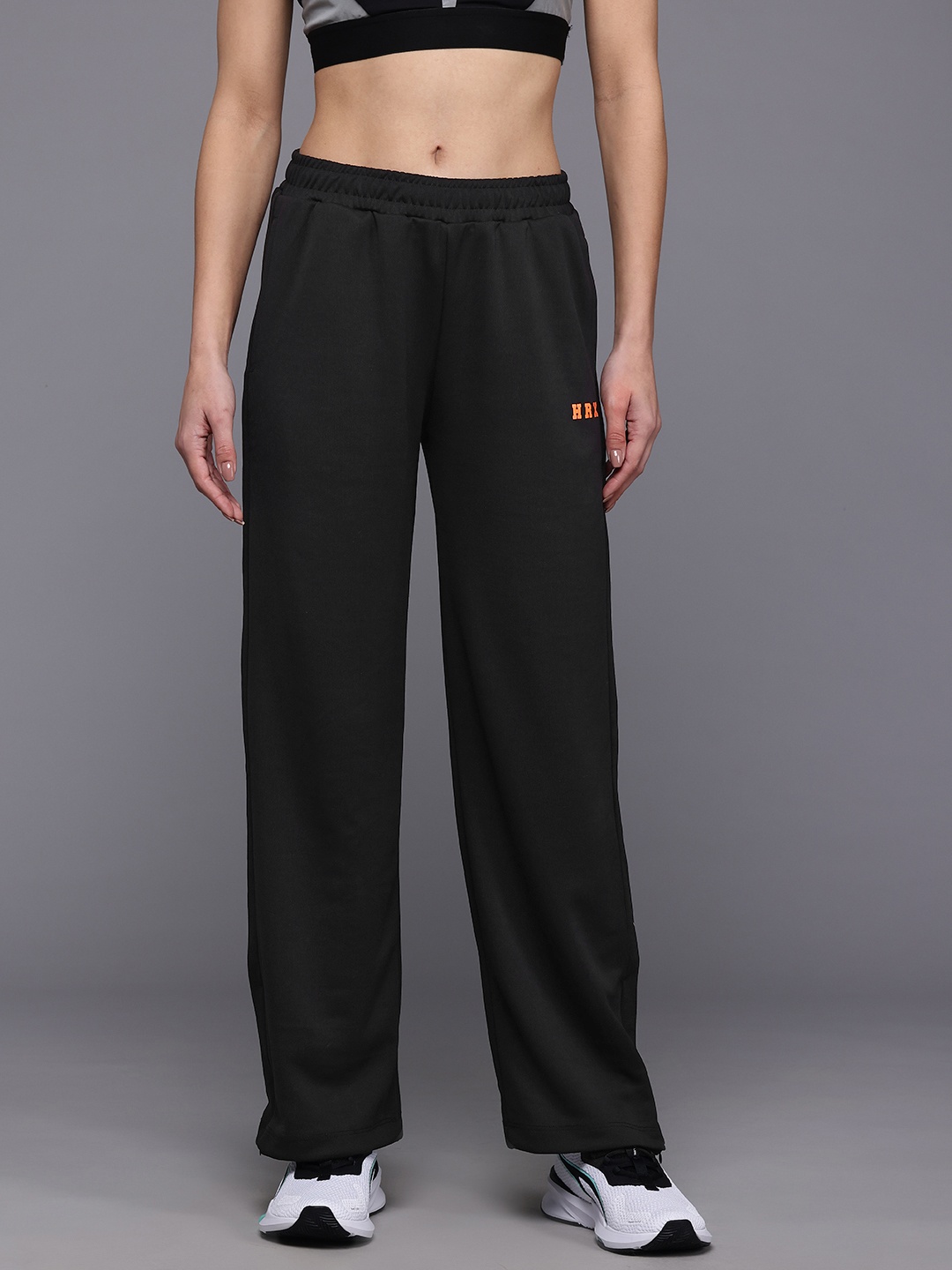 

HRX by Hrithik Roshan Women Mid-Rise Regular Fit Training Track Pants, Black