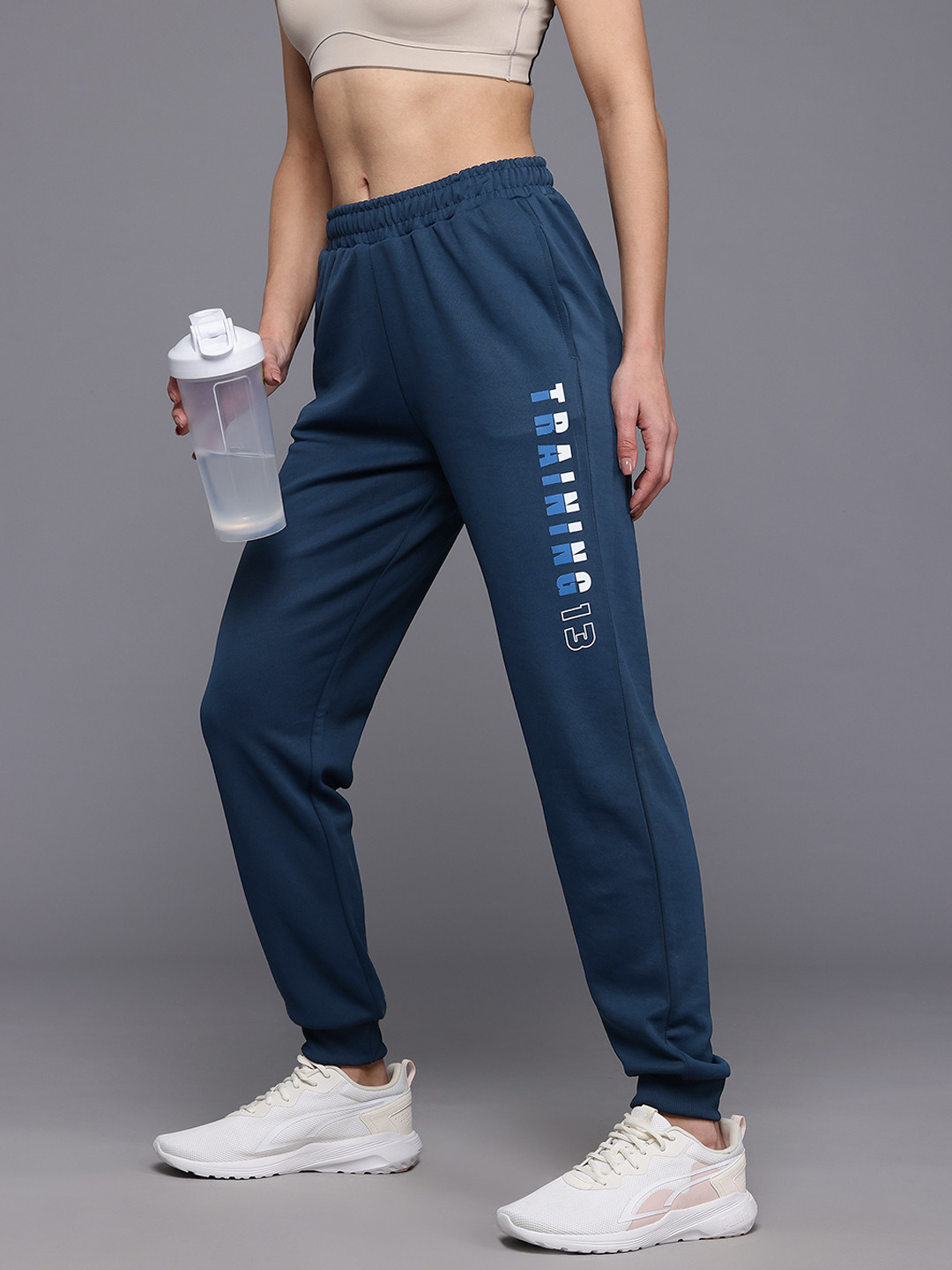 

HRX by Hrithik Roshan Women Typography Print Training Joggers, Navy blue