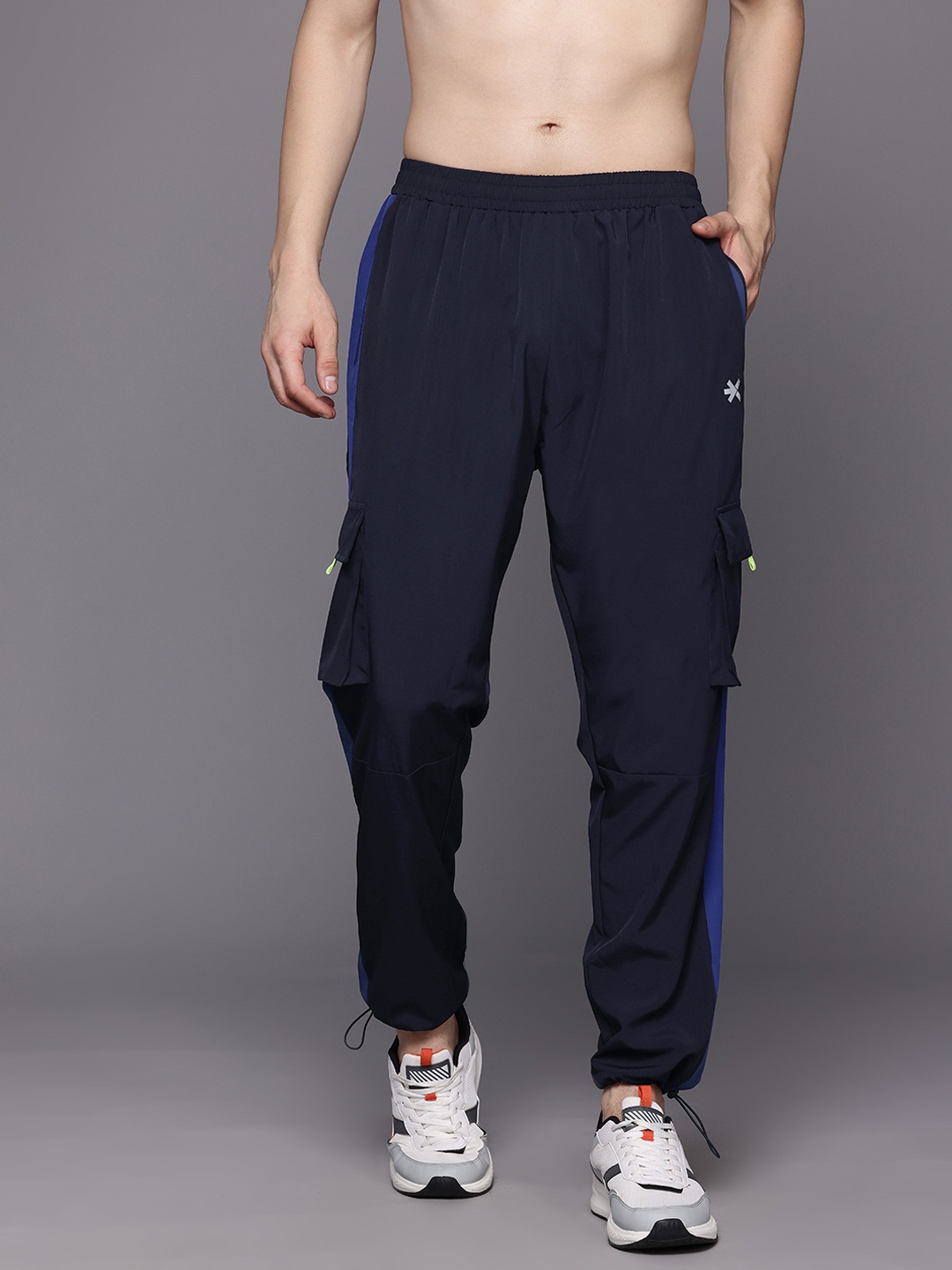 

HRX by Hrithik Roshan Men Side-Striped Training Track Pants, Navy blue