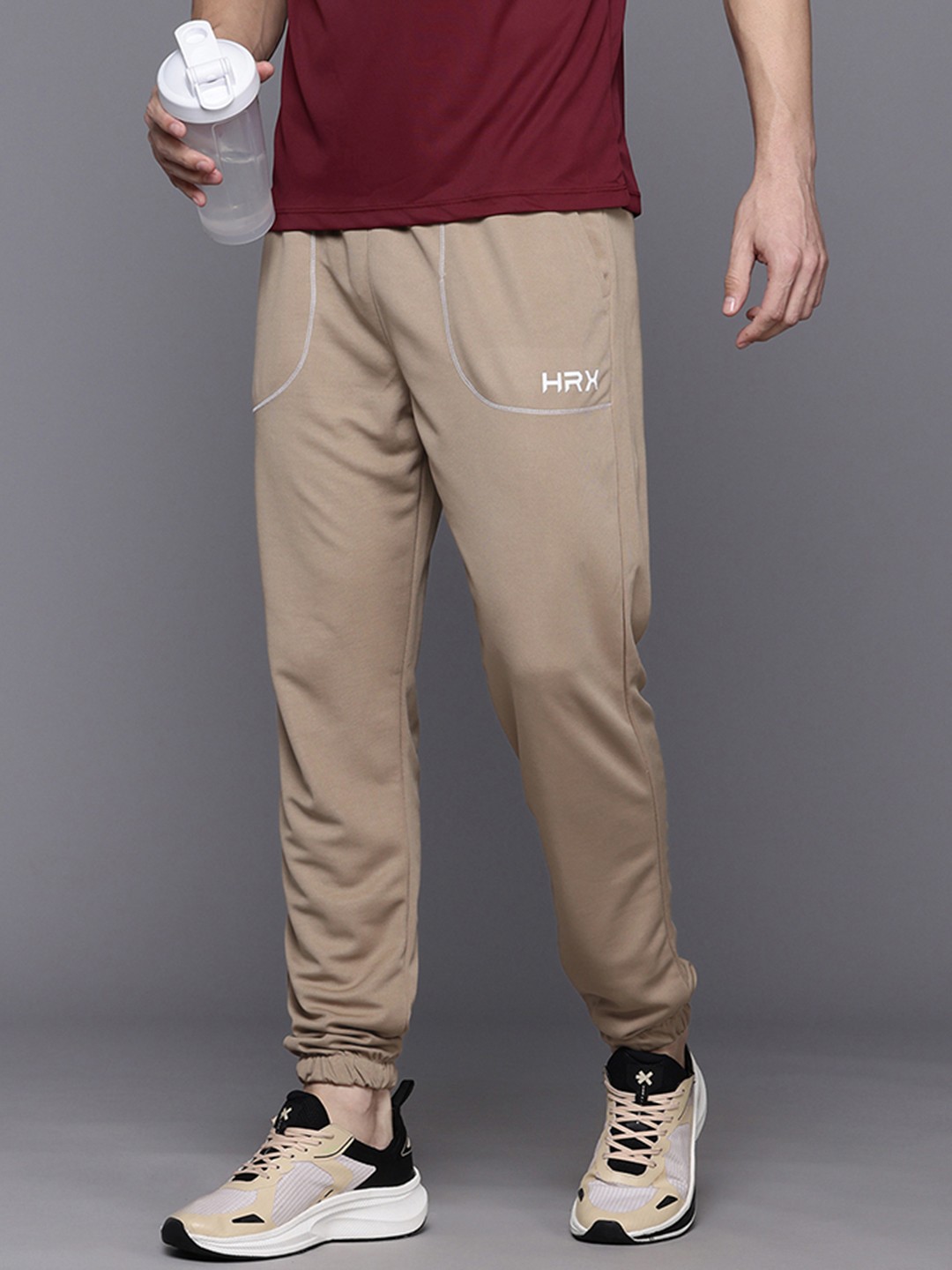 HRX by Hrithik Roshan Men Brand Logo Printed Detail Mid-Rise Rapid-Dry Training Joggers