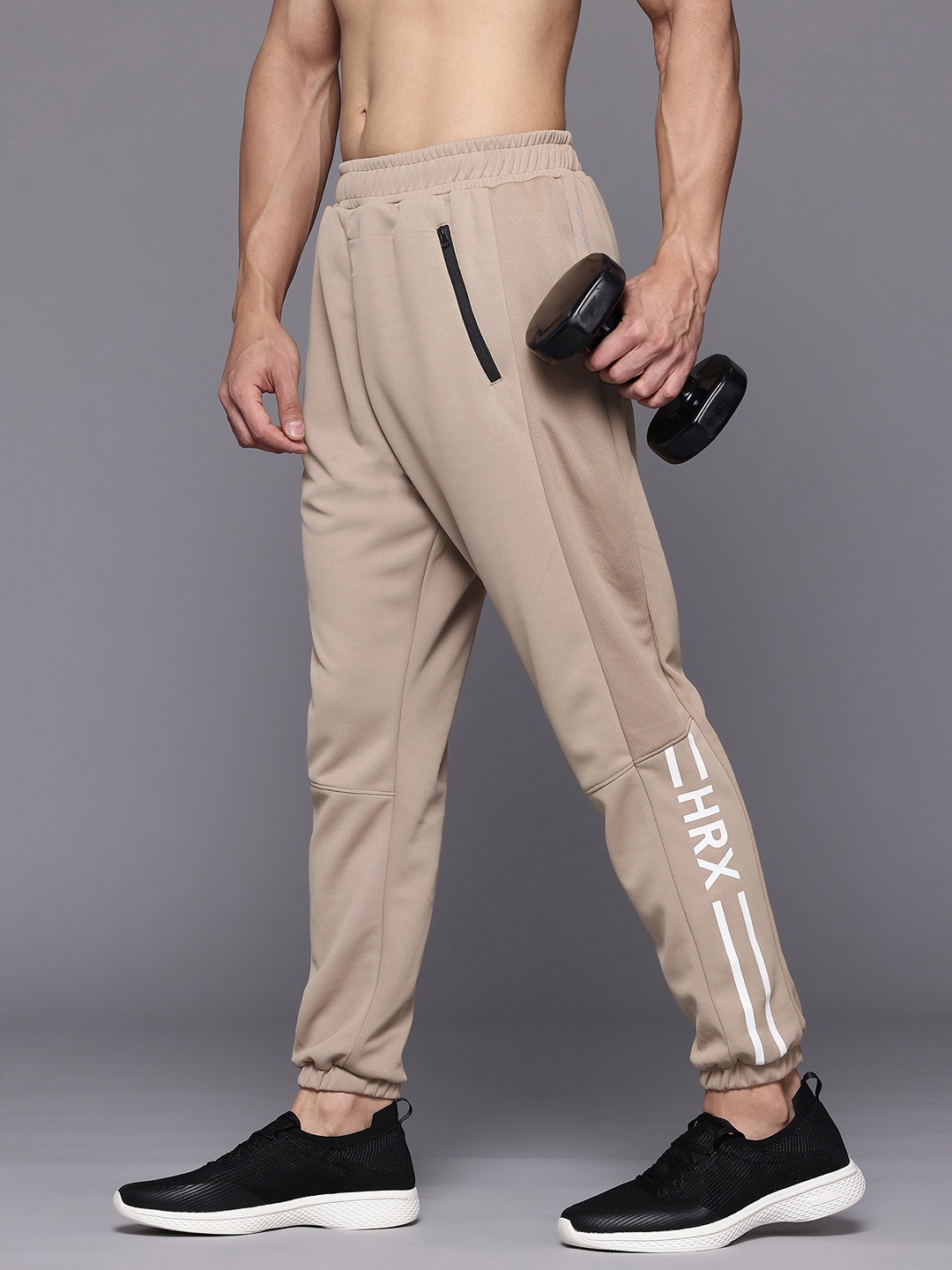 

HRX by Hrithik Roshan Men Rapid-Dry Training Joggers, Taupe