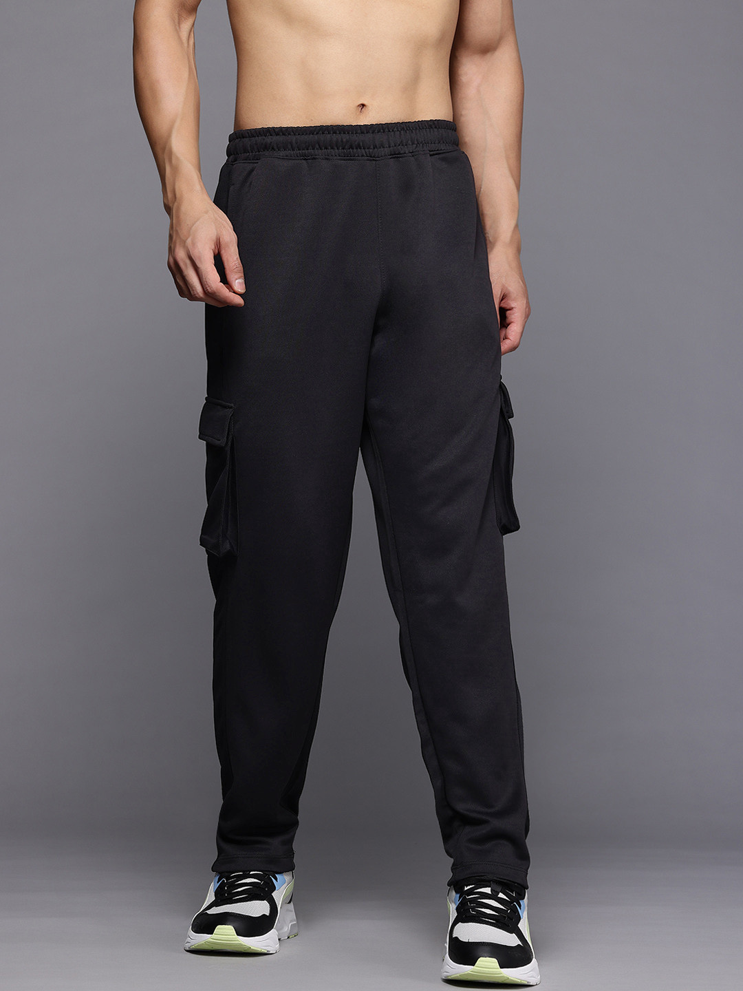 

HRX by Hrithik Roshan Men Rapid Dry Cargo-Style Training Track Pants, Black