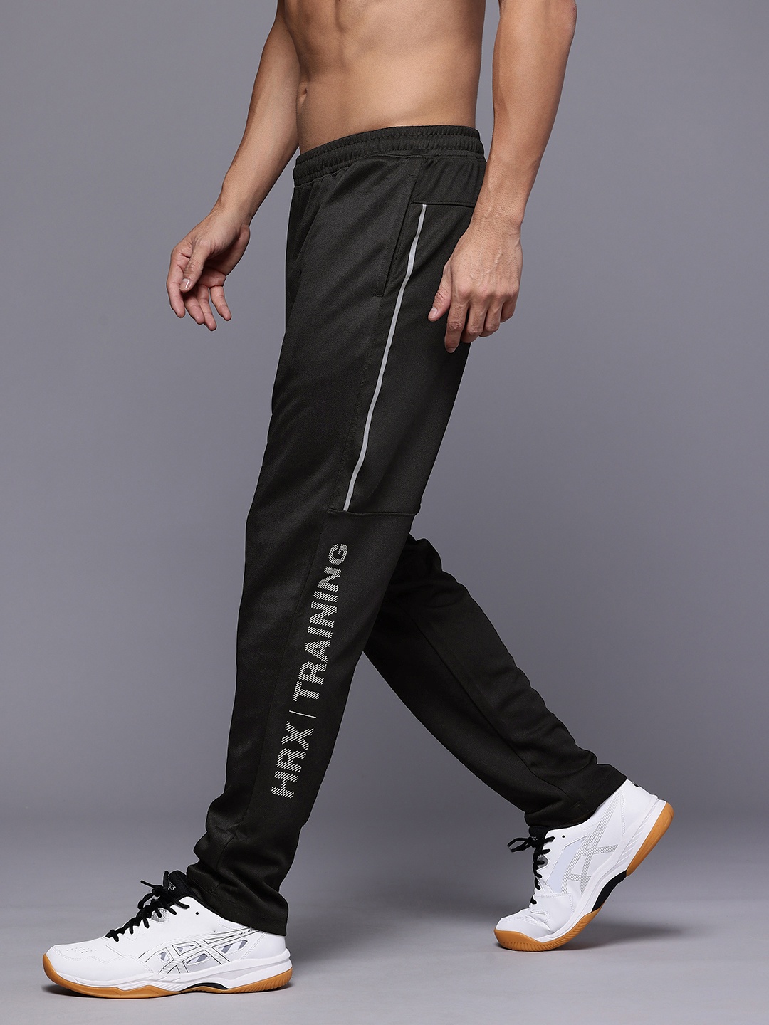 

HRX by Hrithik Roshan Men Typography Printed Rapid Dry Training Track pants, Black