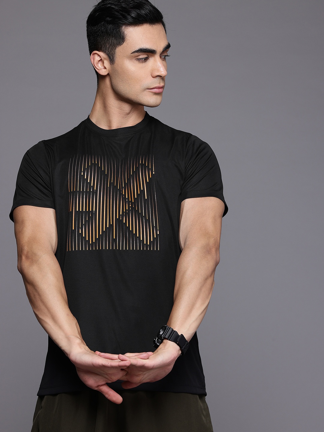 

HRX by Hrithik Roshan Rapid Dry Printed Training T-Shirt, Black