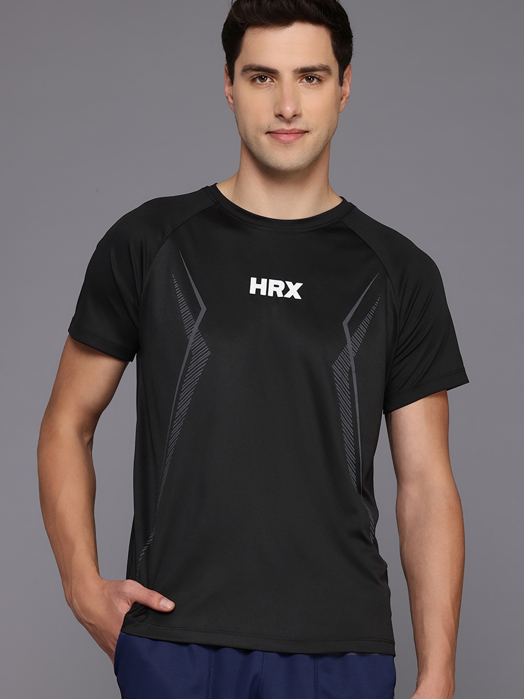

HRX by Hrithik Roshan Printed Rapid-Dry Training T-shirt, Black