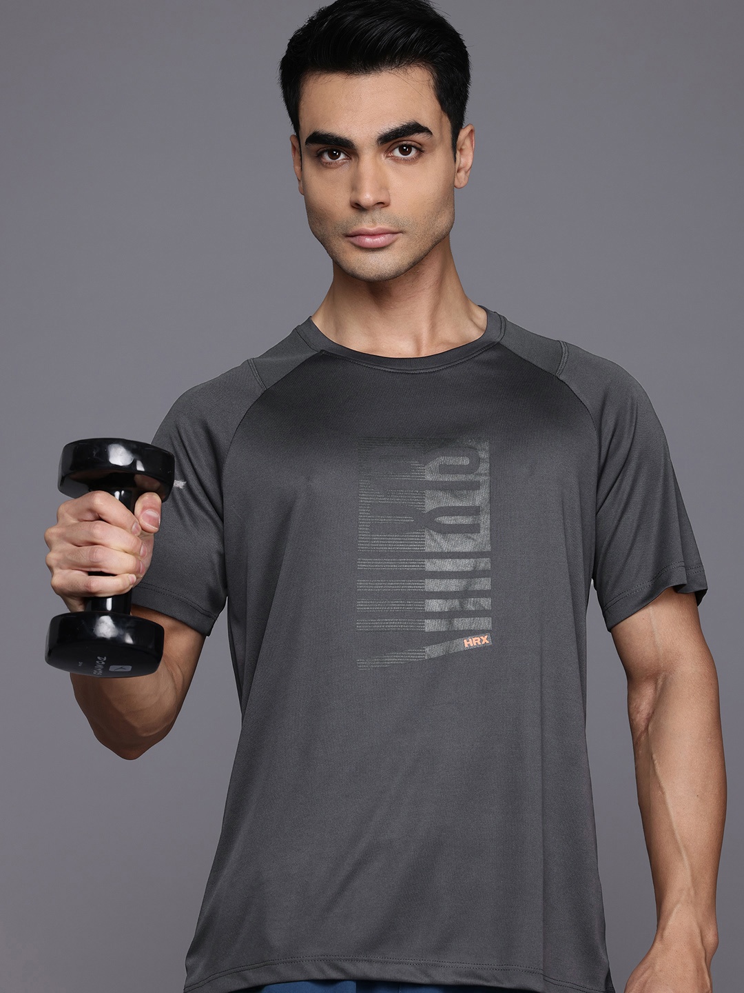

HRX by Hrithik Roshan Men Typography Printed Rapid-Dry Training T-shirt, Grey