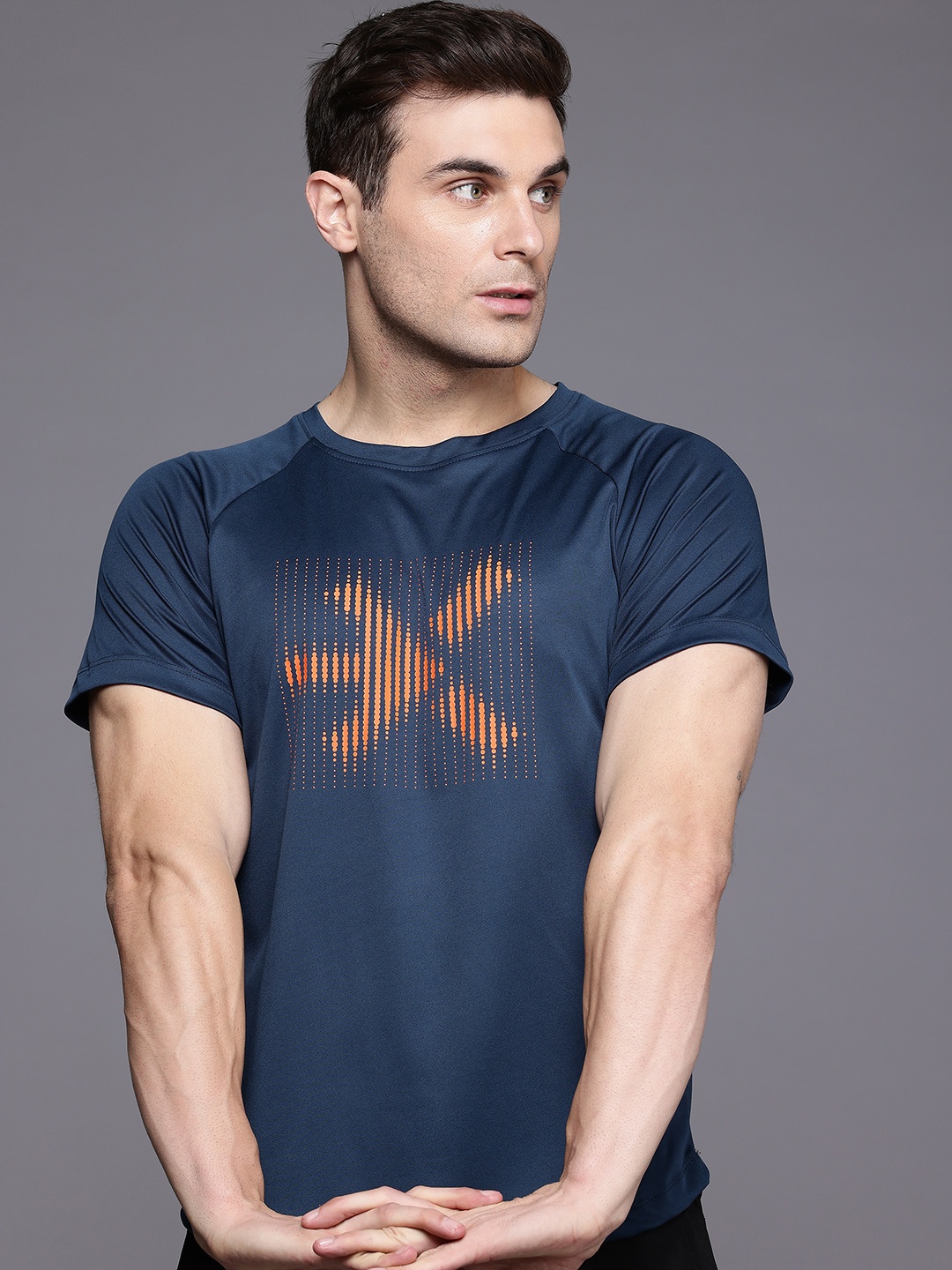 

HRX by Hrithik Roshan Men Brand Logo Printed Rapid-Dry Training T-shirt, Teal