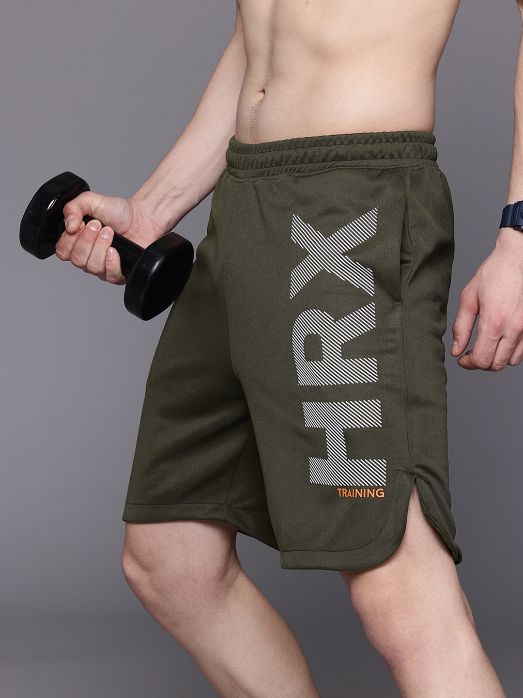 

HRX by Hrithik Roshan Men Typography Print Rapid-Dry Training Shorts, Olive