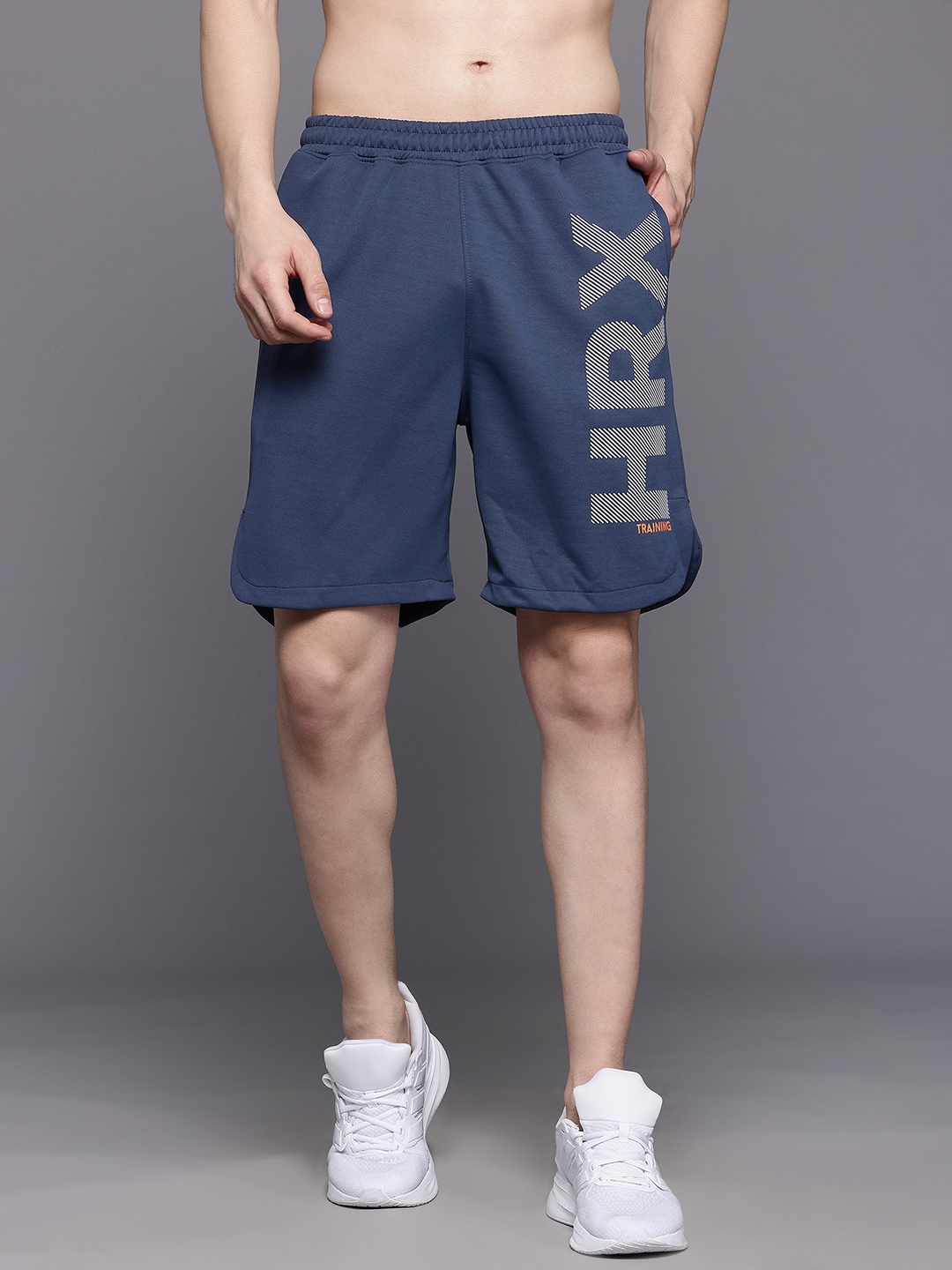 HRX by Hrithik Roshan Men Typography Print Rapid-Dry Training Shorts, Teal
