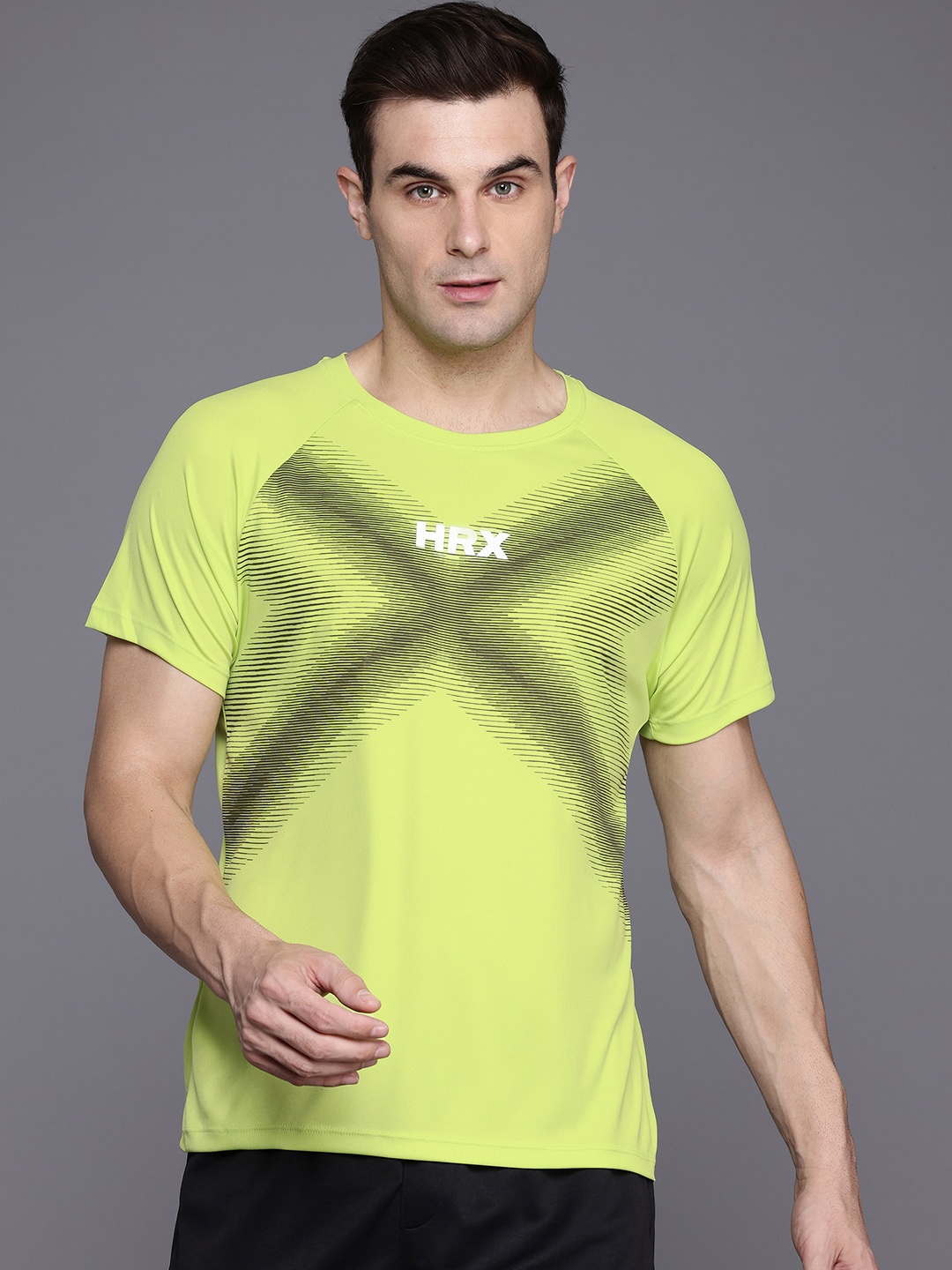 

HRX by Hrithik Roshan Rapid-Dry Training Tshirt, Fluorescent green