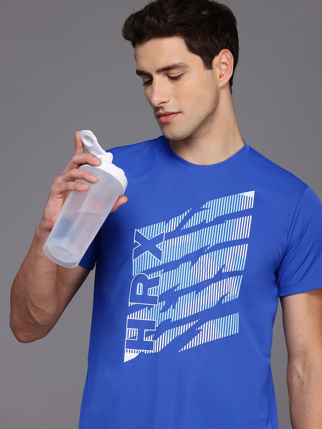 

HRX by Hrithik Roshan Rapid-Dry Brand Logo Print Training T-shirt, Blue