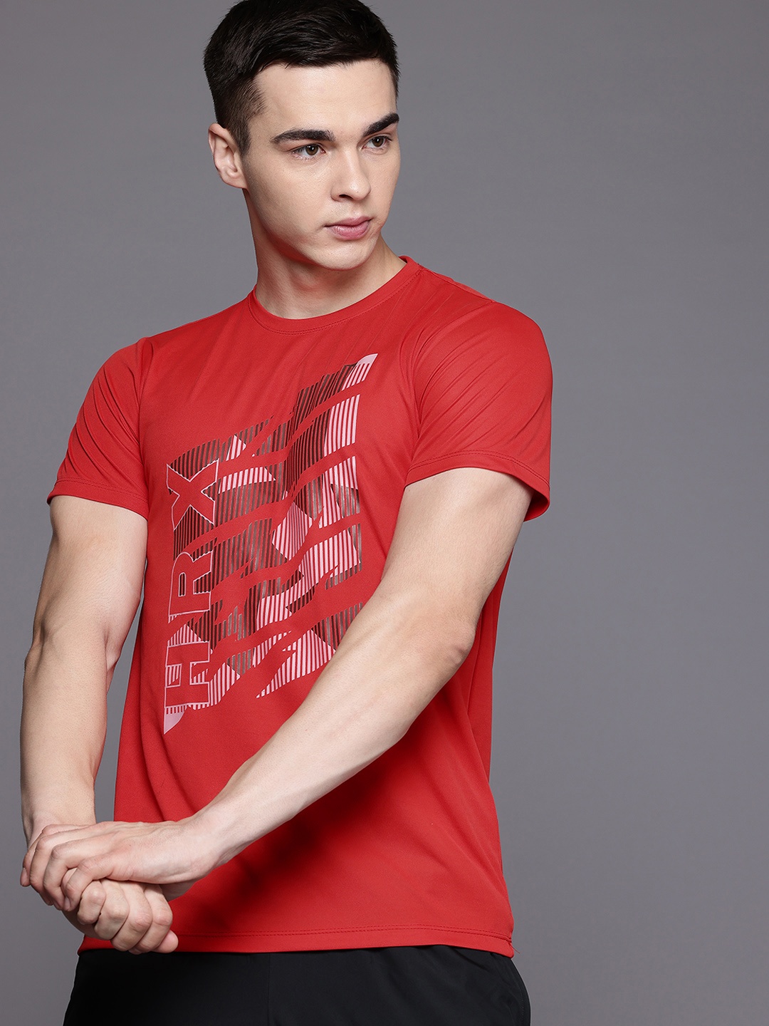 

HRX by Hrithik Roshan Rapid Dry Printed Training T-Shirt, Red