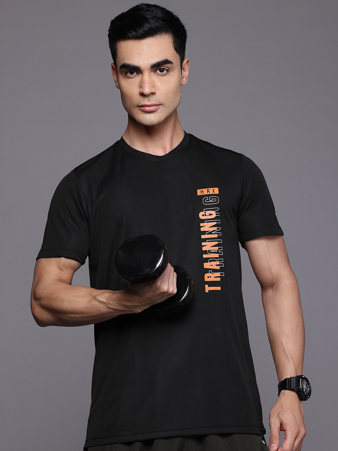 

HRX by Hrithik Roshan Rapid Dry Typography Printed Training T-Shirt, Black
