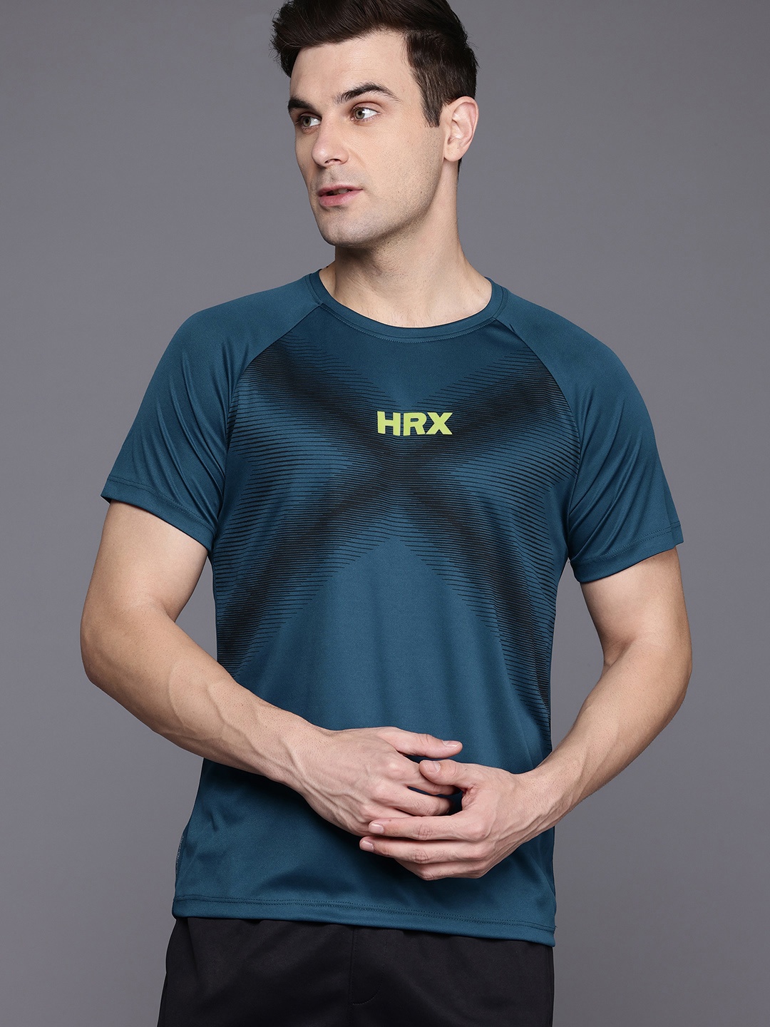 

HRX by Hrithik Roshan Rapid-Dry Training Tshirt, Teal