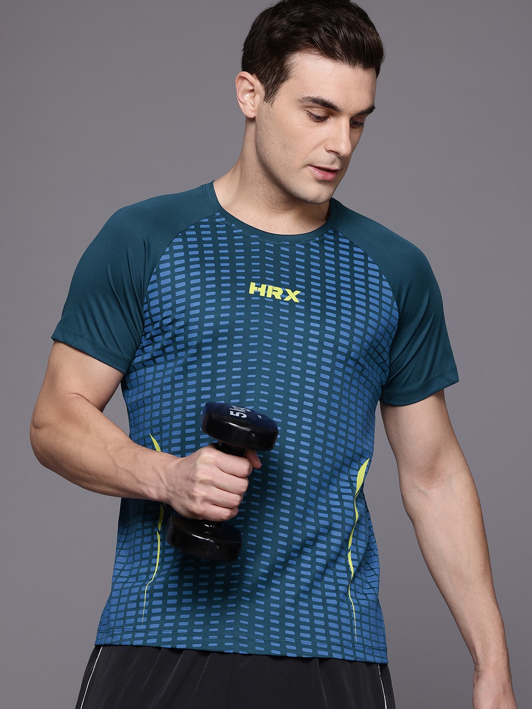 

HRX by Hrithik Roshan Printed Rapid-Dry Training T-shirt, Teal