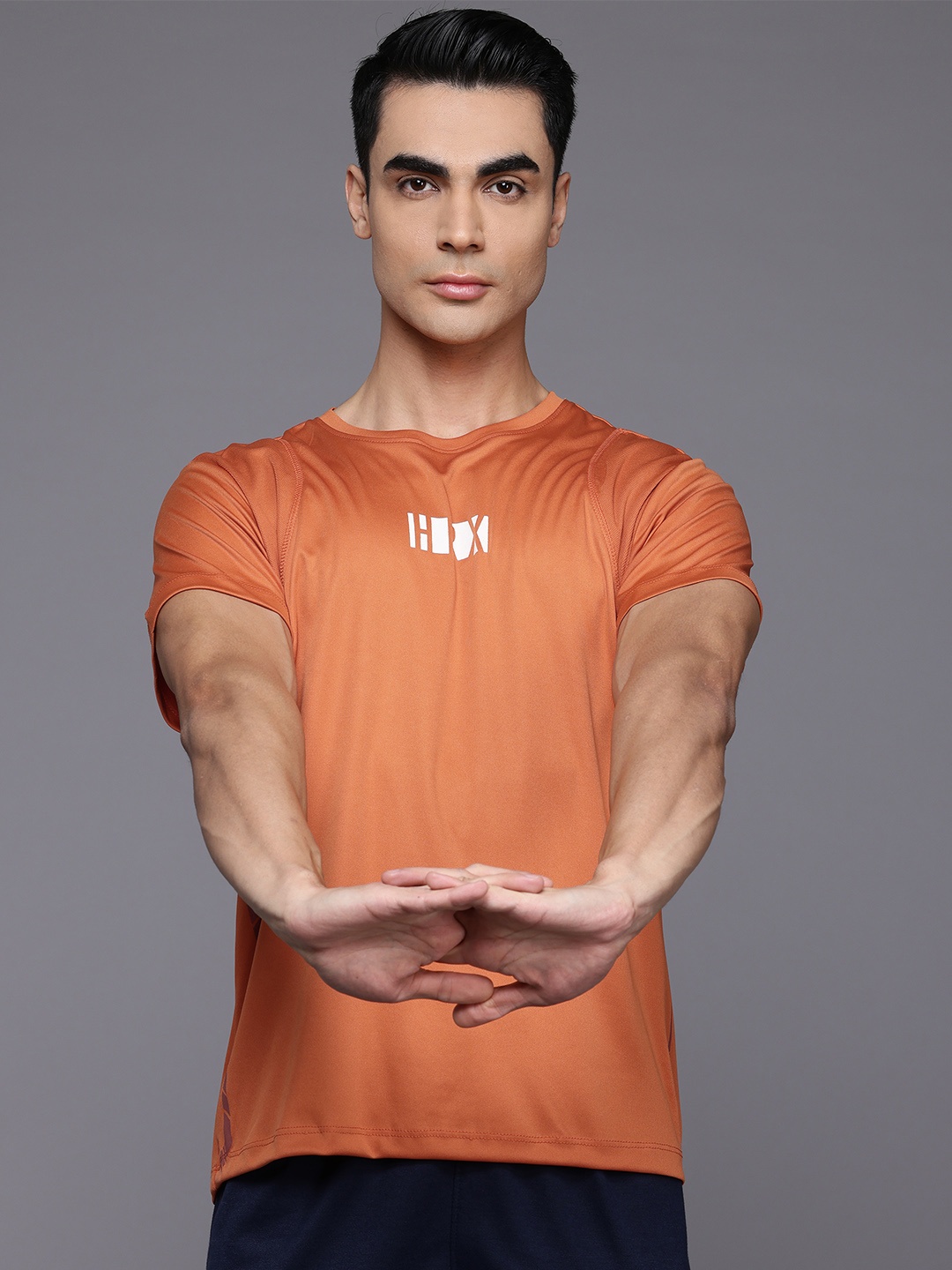 

HRX by Hrithik Roshan Men Printed Rapid-Dry Training T-shirt, Orange