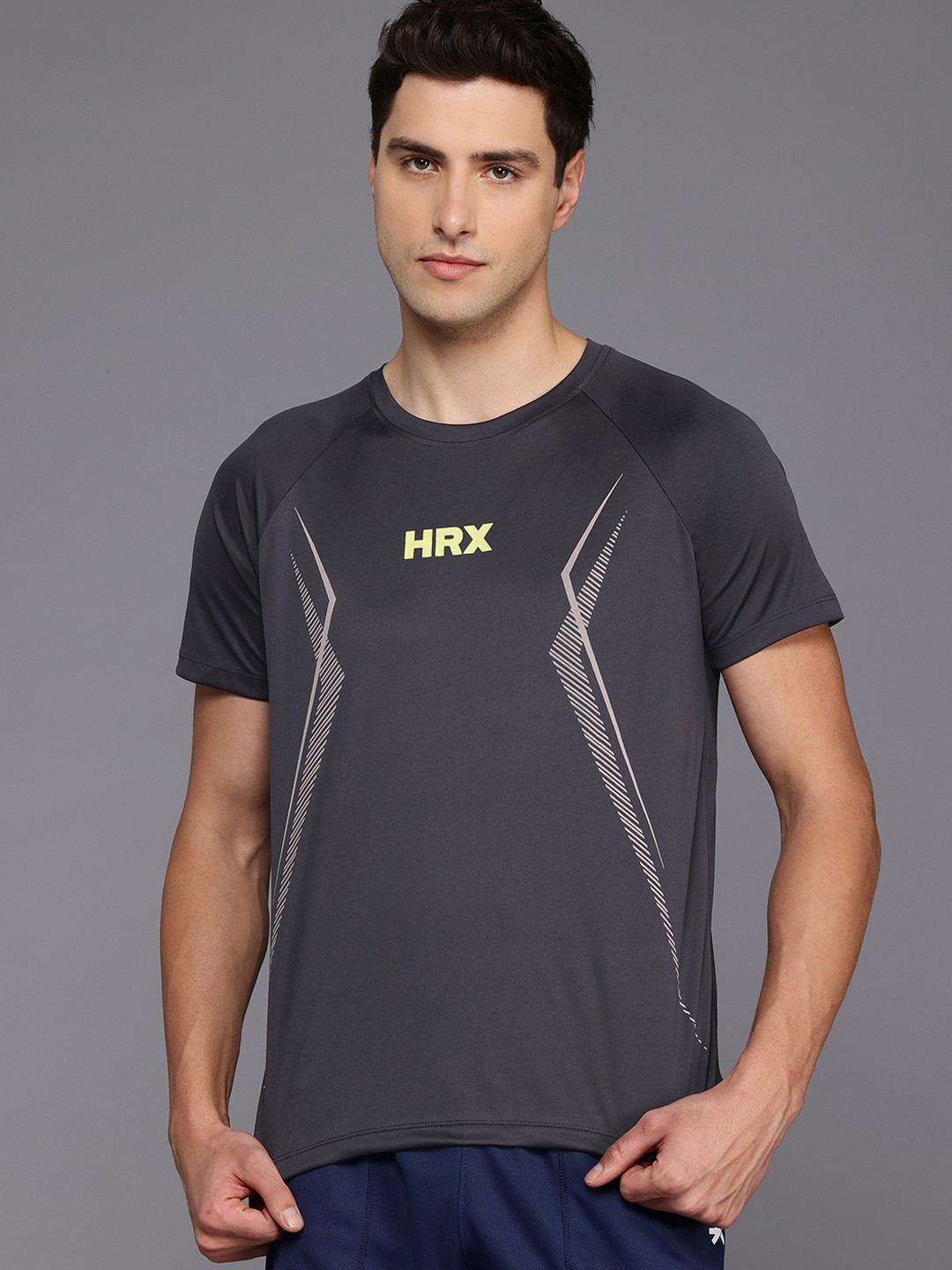 

HRX by Hrithik Roshan Printed Rapid-Dry Training T-shirt, Charcoal