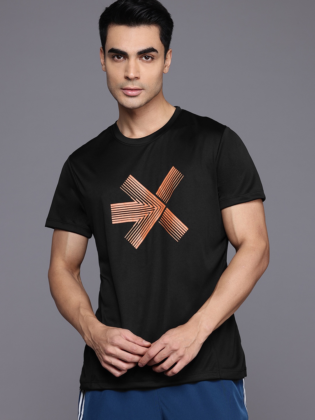 

HRX by Hrithik Roshan Men Brand Logo Printed Rapid-Dry Training T-shirt, Black